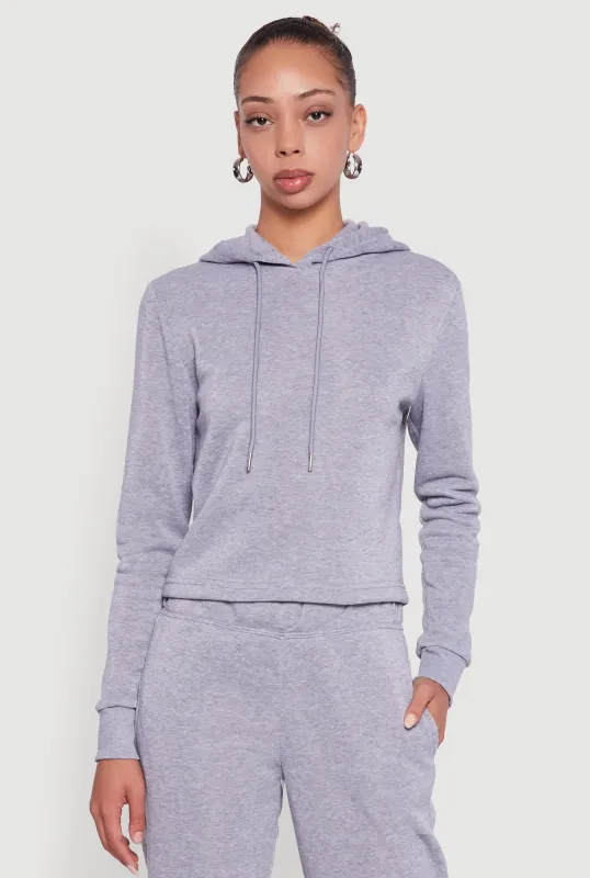 Fleece Lined Cropped  Pullover Hooded Sweatshirt sold by Rainbow