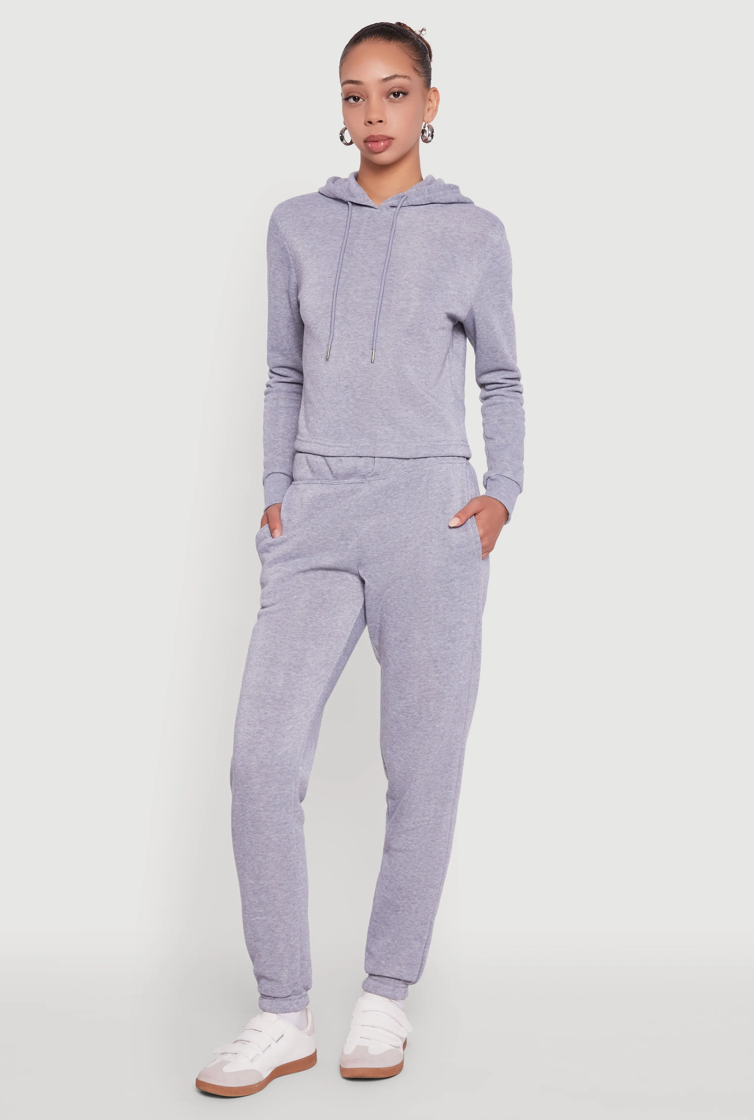 Fleece Lined Cropped Pullover Hooded Sweatshirt sold by Rainbow product image thumbnail 2