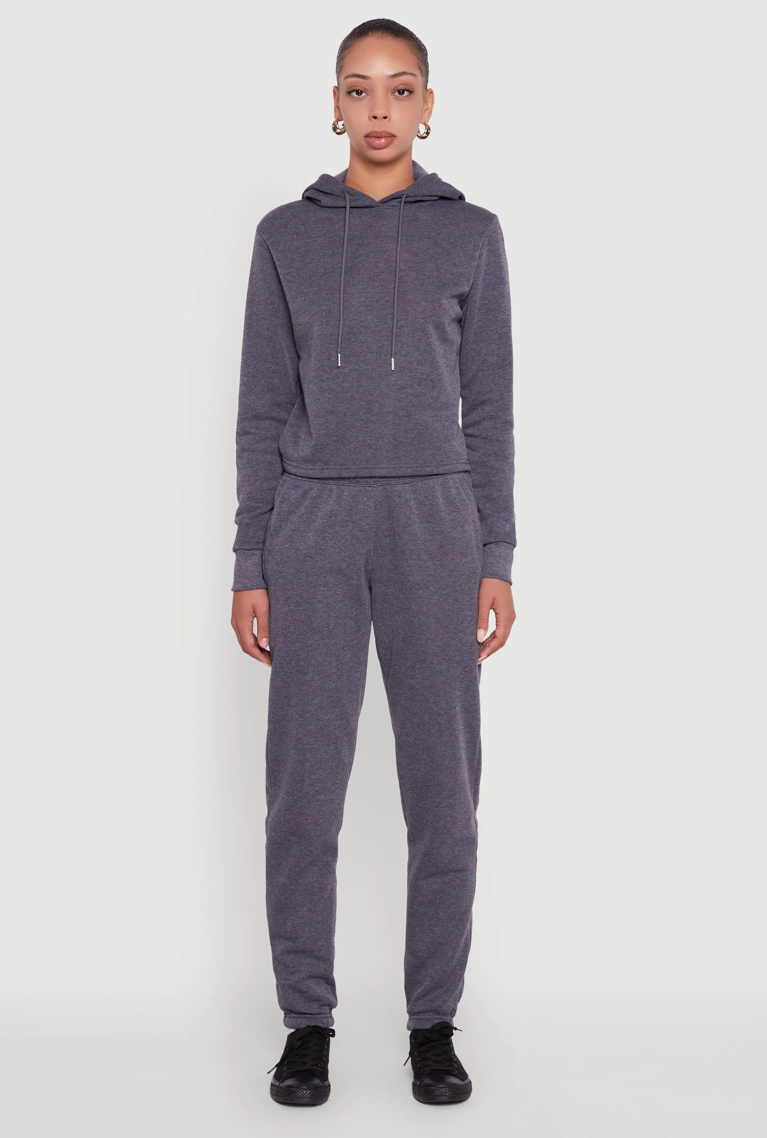 Fleece Lined Cropped Pullover Hooded Sweatshirt sold by Rainbow product image thumbnail 3