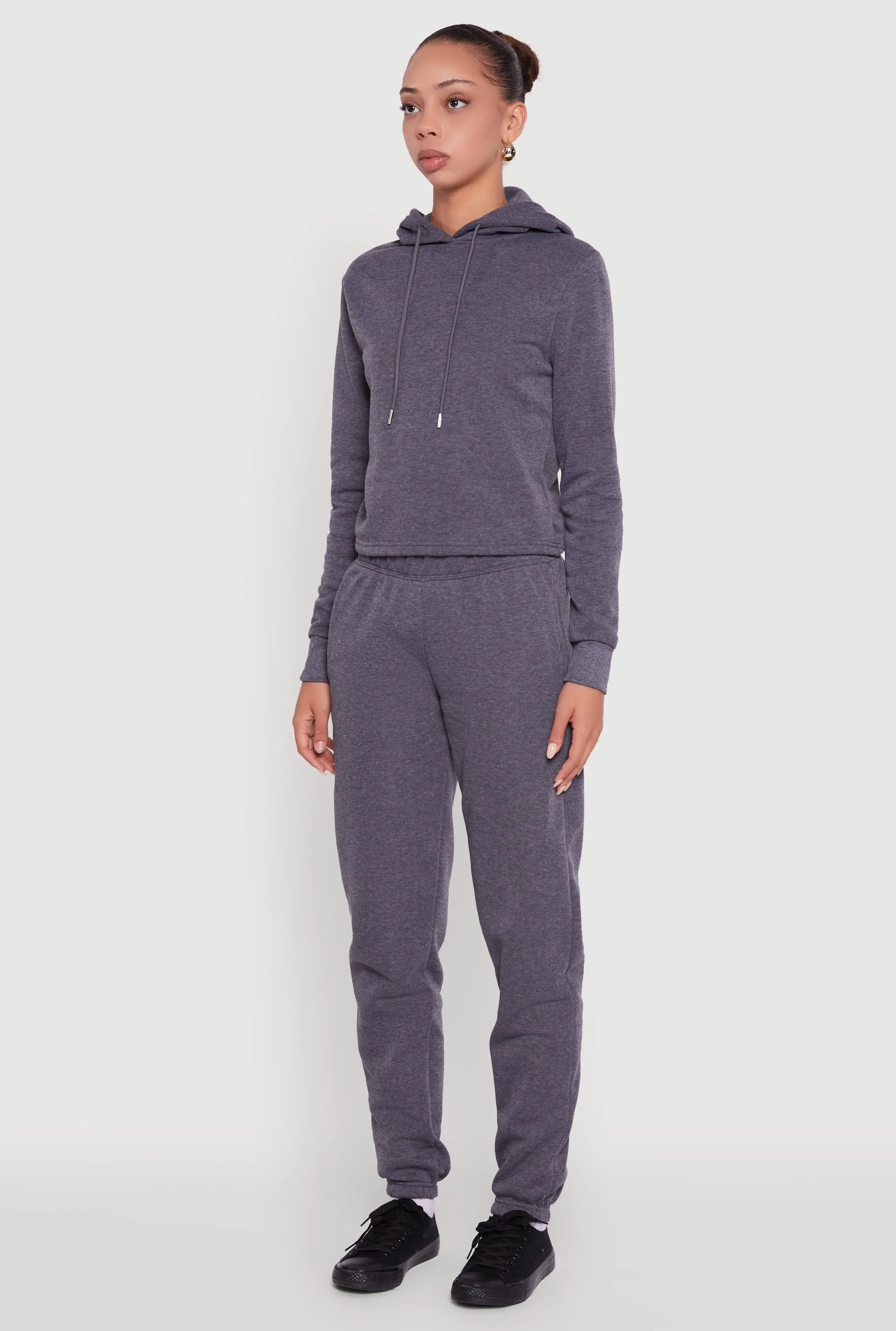 Fleece Lined Cropped Pullover Hooded Sweatshirt sold by Rainbow product image thumbnail 5