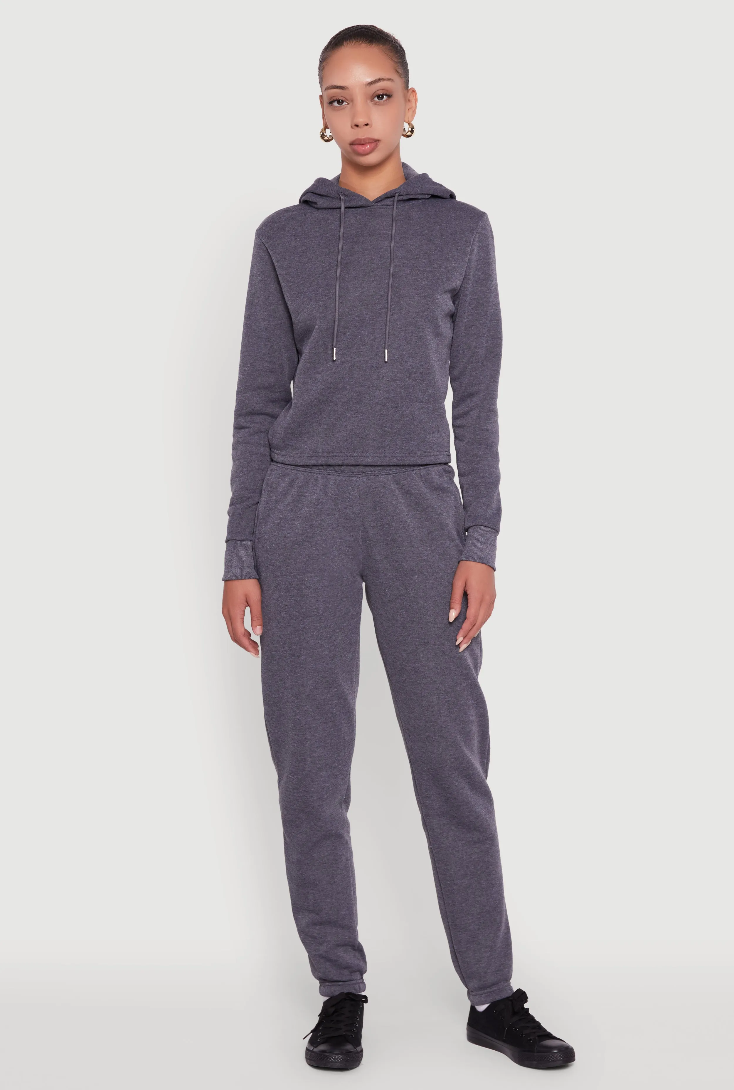 Fleece Lined Cropped Pullover Hooded Sweatshirt sold by Rainbow product image thumbnail 2