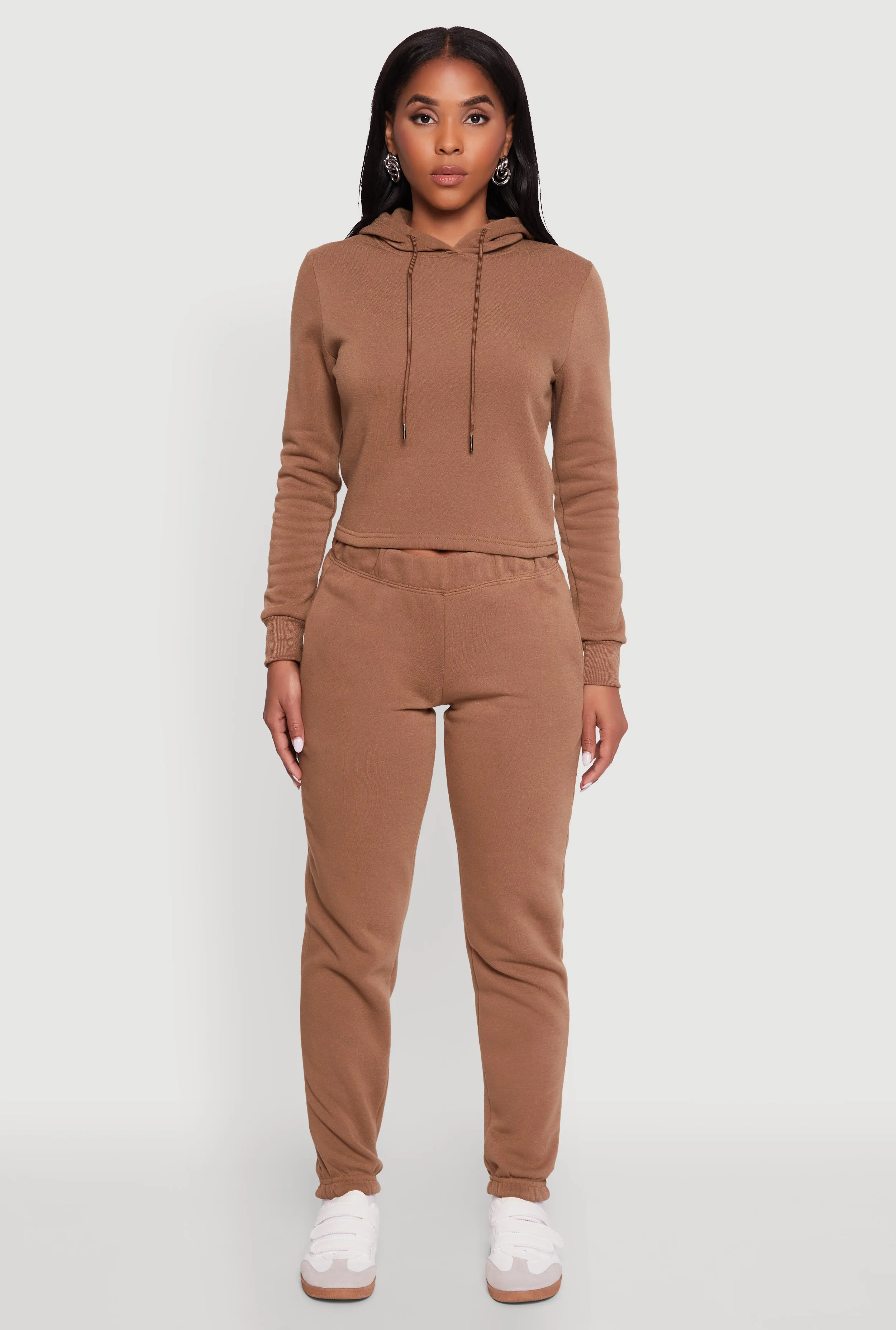 Fleece Lined Cropped Pullover Hooded Sweatshirt sold by Rainbow product image thumbnail 3