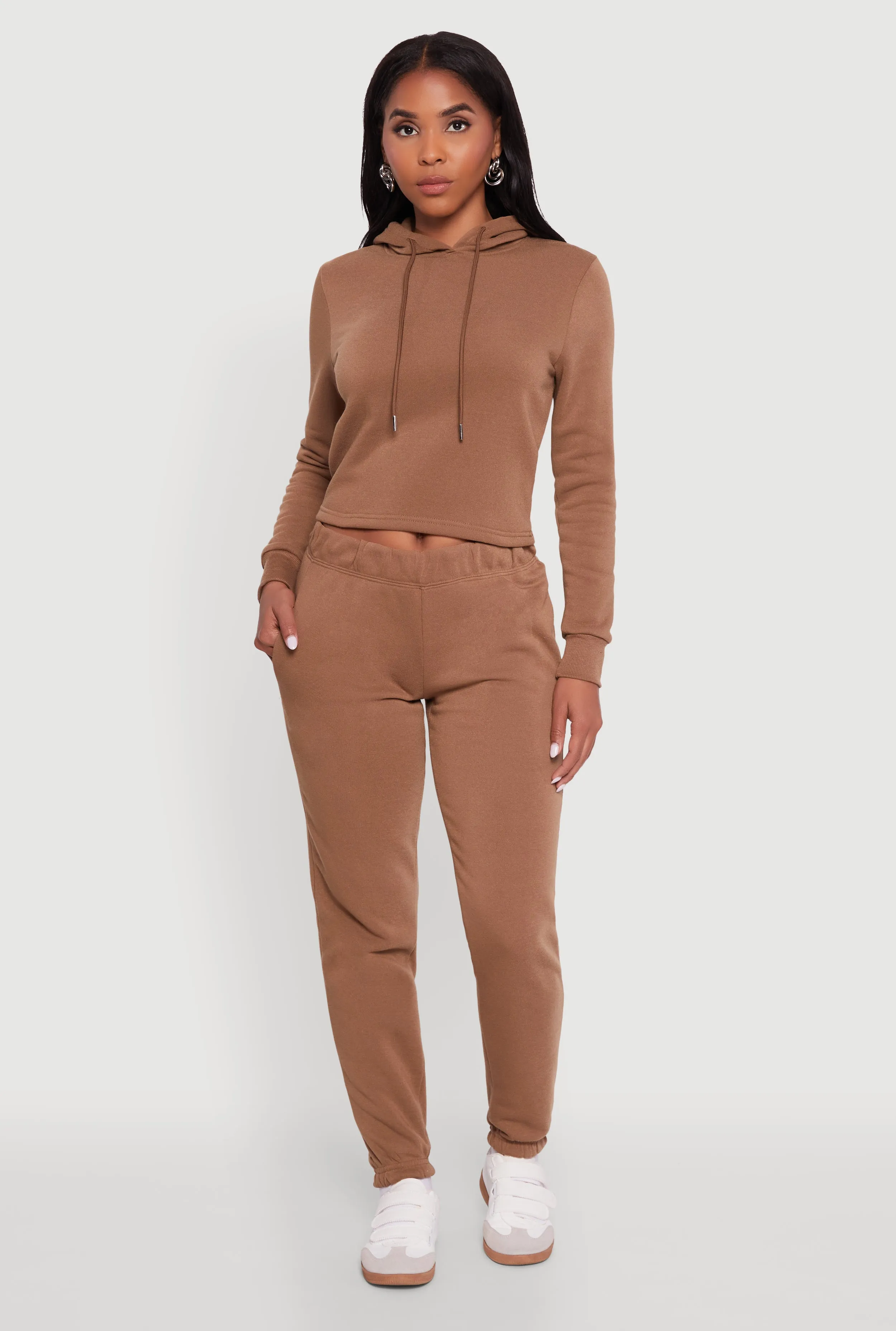 Fleece Lined Cropped Pullover Hooded Sweatshirt sold by Rainbow product image thumbnail 2