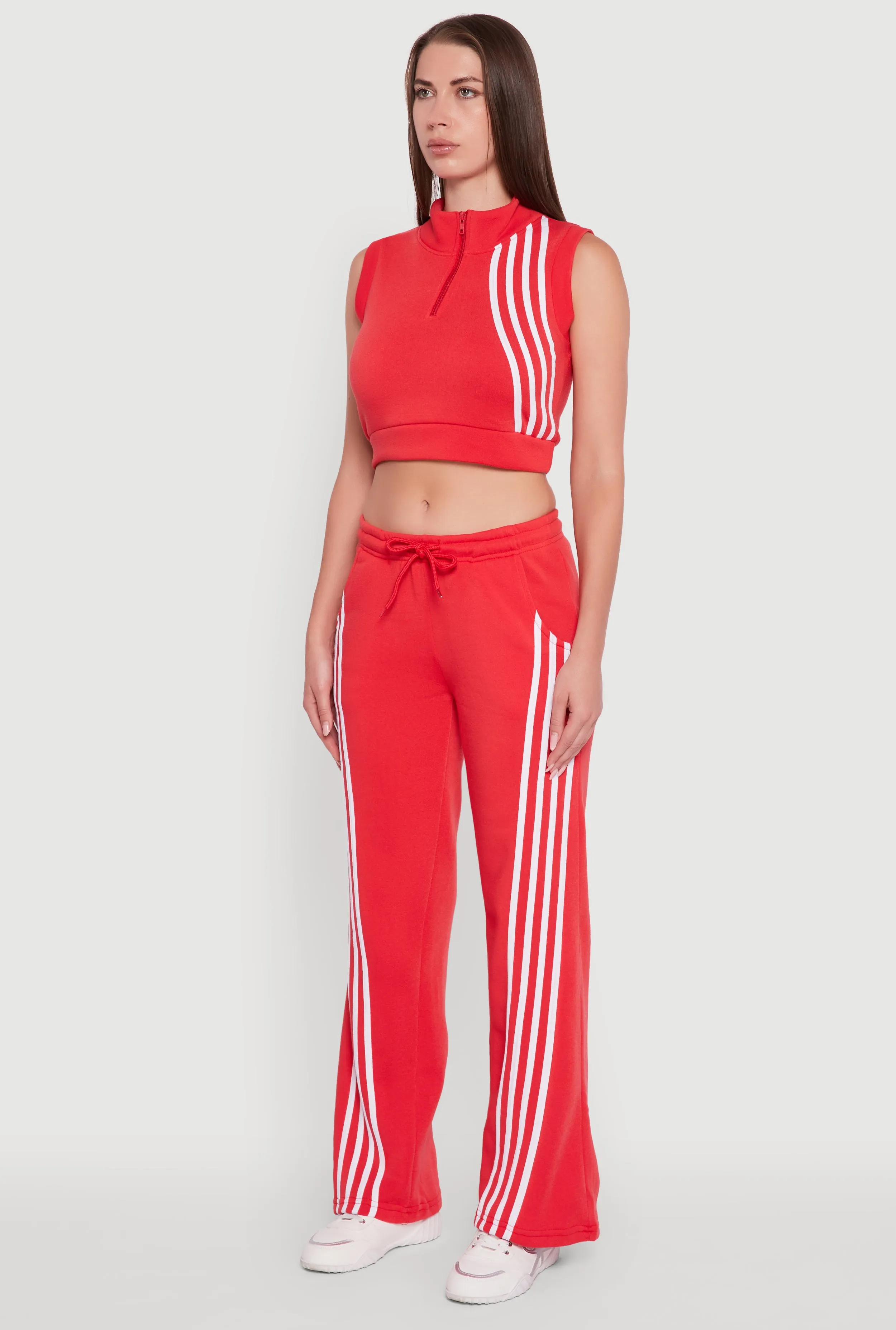 Sleeveless Half Zip Stripe Detail Crop Top sold by Rainbow product image thumbnail 5