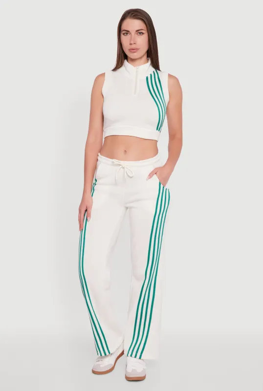 Striped Fleece Lined Wide Leg Sweatpants sold by Rainbow