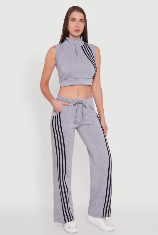 Striped Fleece Lined Wide Leg Sweatpants sold by Rainbow
