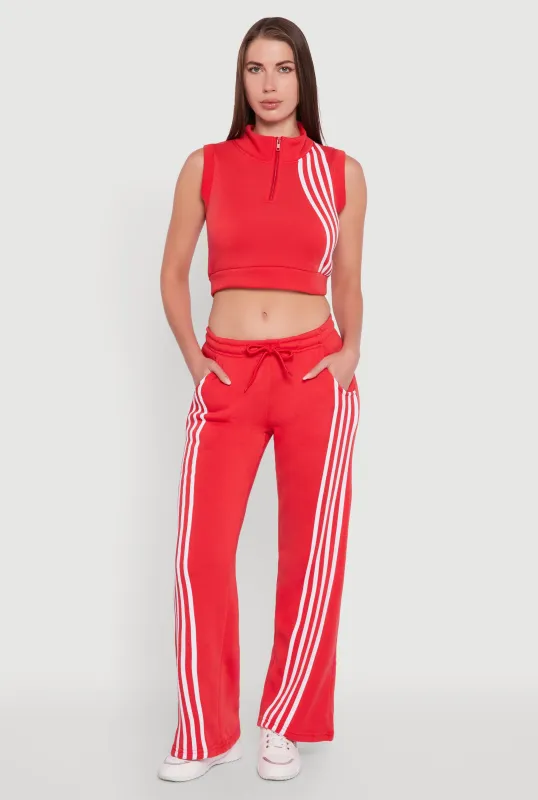 Striped Fleece Lined Wide Leg Sweatpants sold by Rainbow