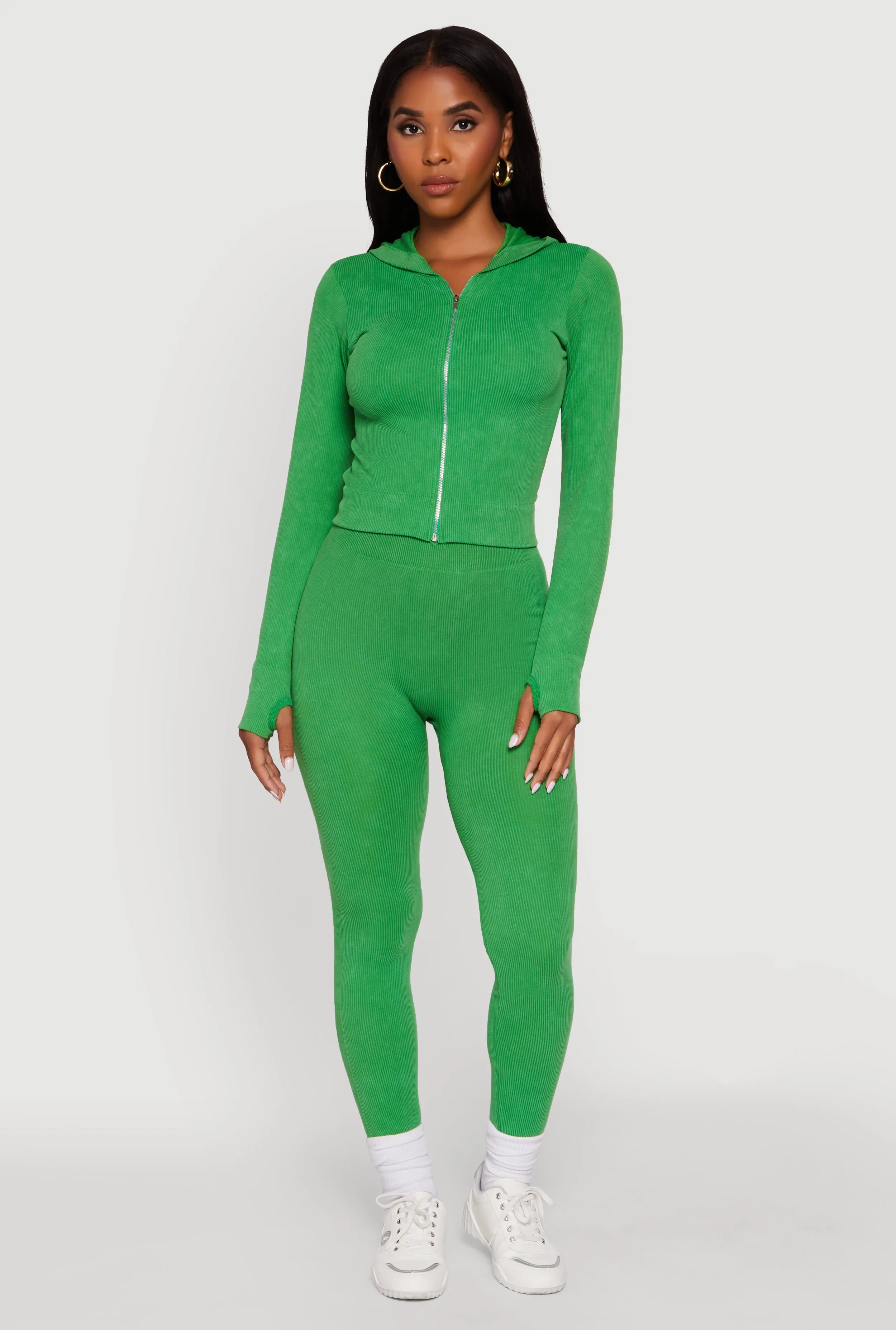 Ribbed Knit High Waisted Acid Wash Leggings sold by Rainbow product image thumbnail 4