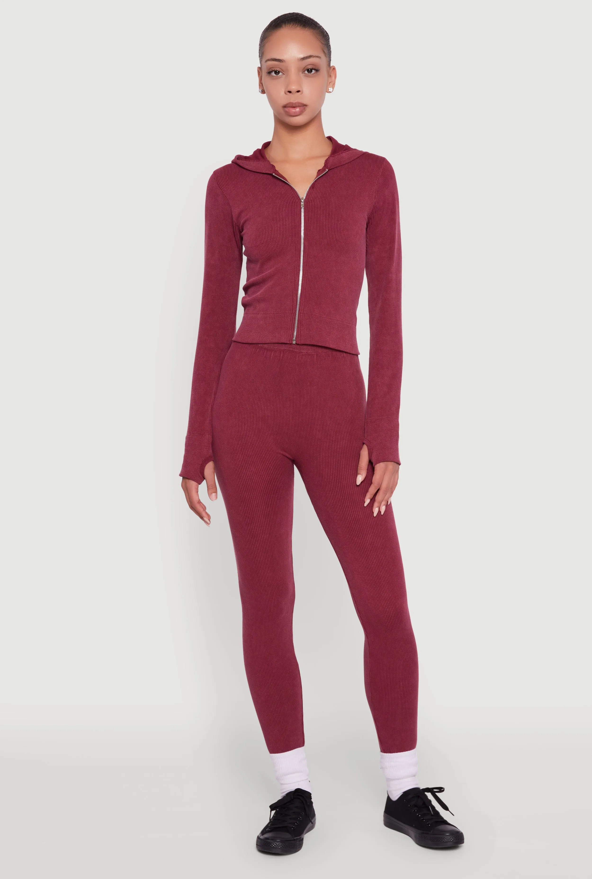 Ribbed Knit High Waisted Acid Wash Leggings sold by Rainbow product image thumbnail 3