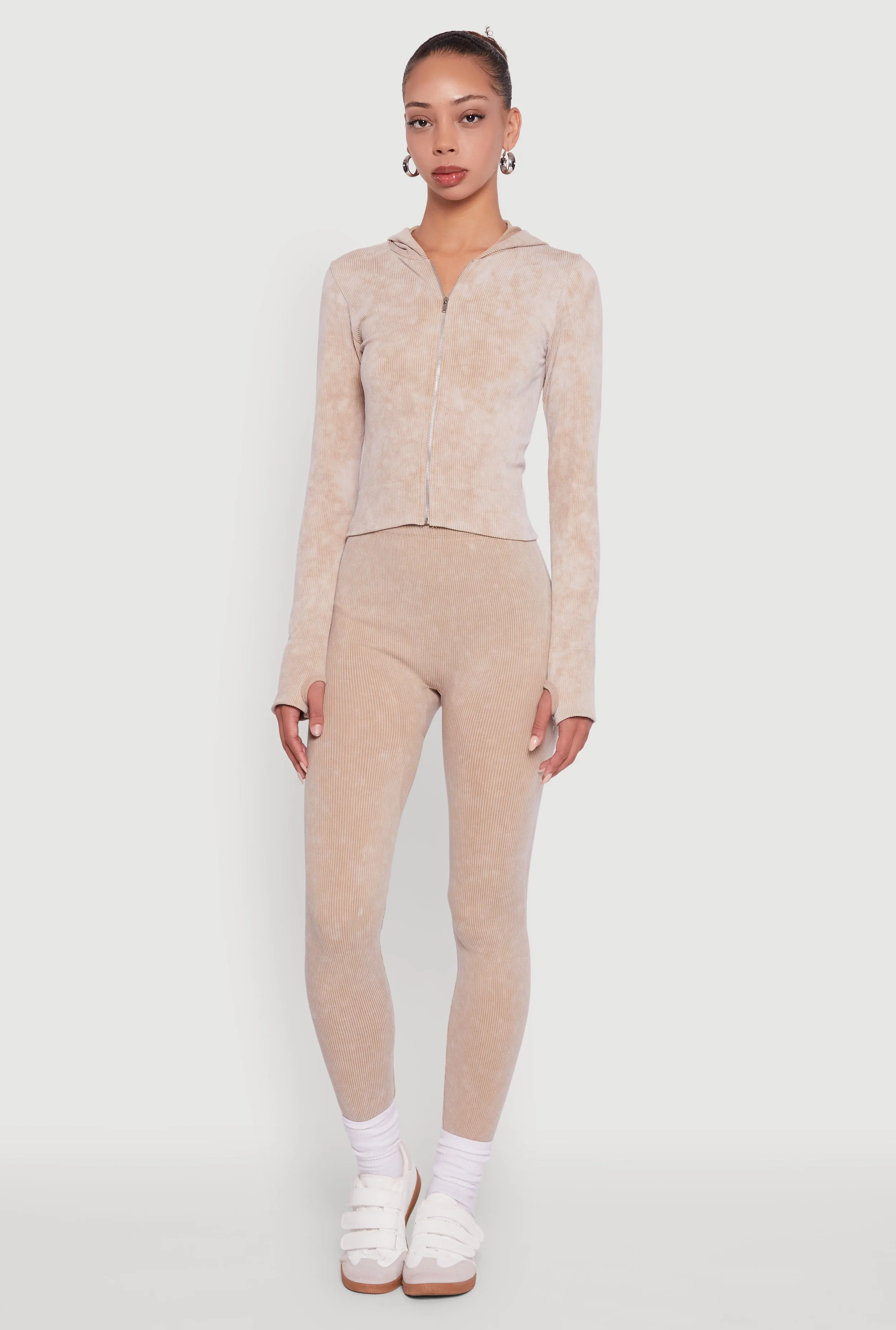 Ribbed Knit High Waisted Acid Wash Leggings sold by Rainbow