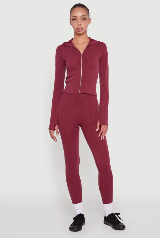 Ribbed Knit High Waisted Acid Wash Leggings sold by Rainbow