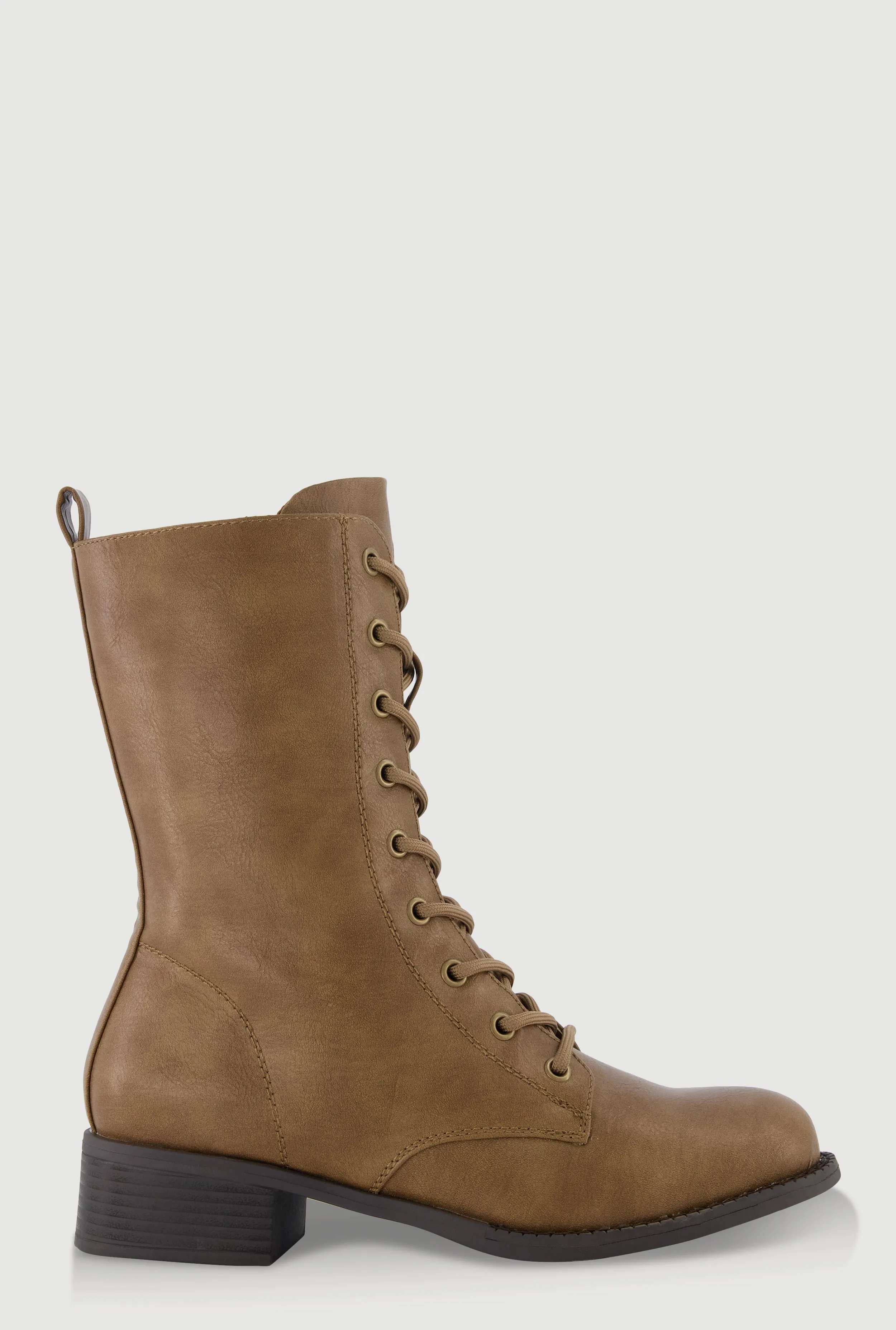 Trendy Faux Leather Side Zip Lace Up Combat Boots sold by Rainbow product image thumbnail 2