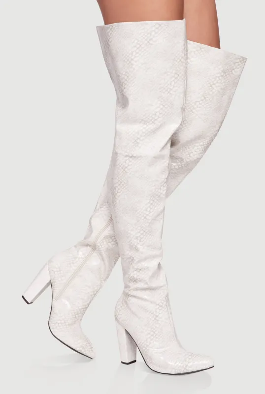 Thigh High Pointed Toe Block Heel Boots sold by Rainbow
