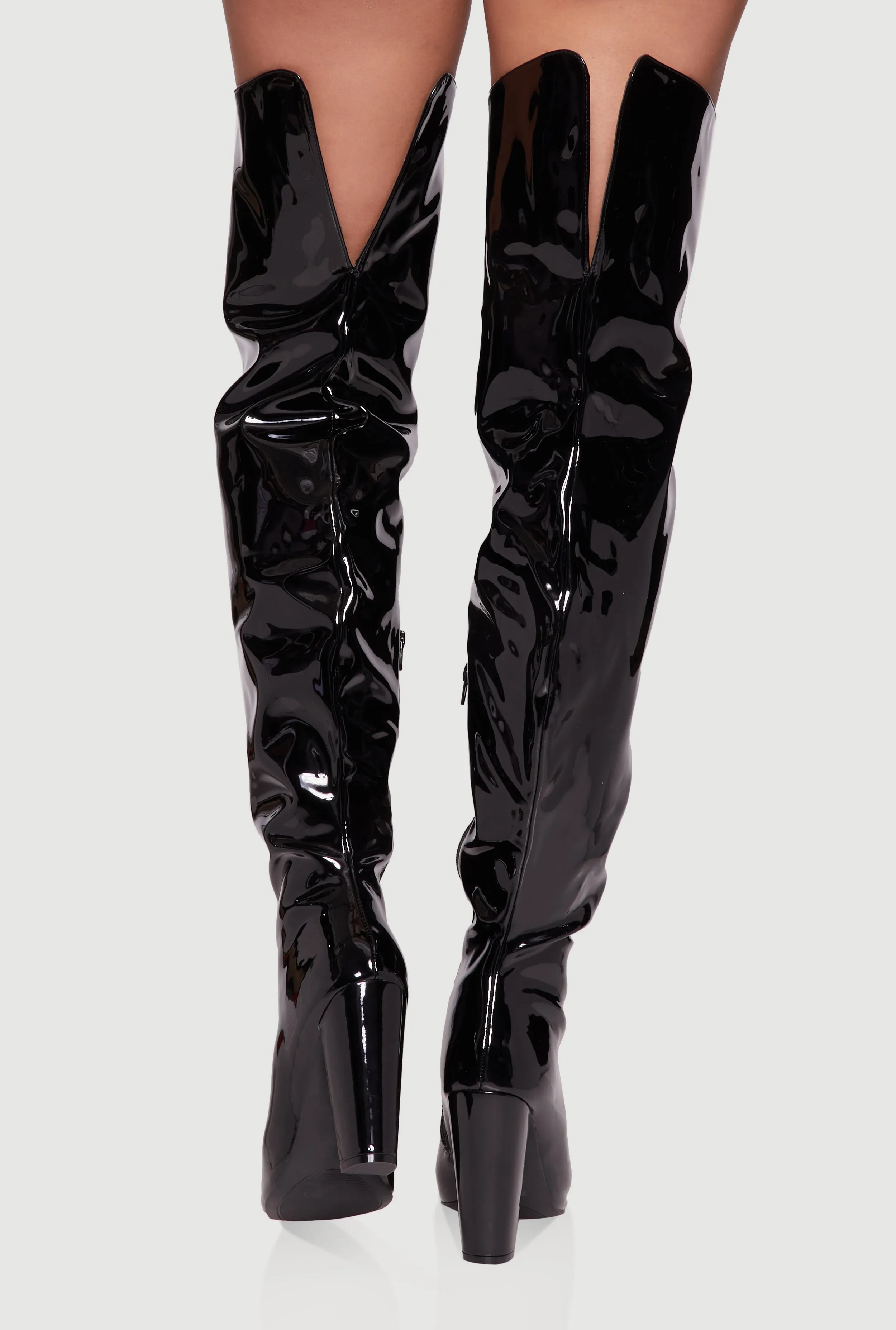 Thigh High Pointed Toe Block Heel Boots sold by Rainbow product image thumbnail 3