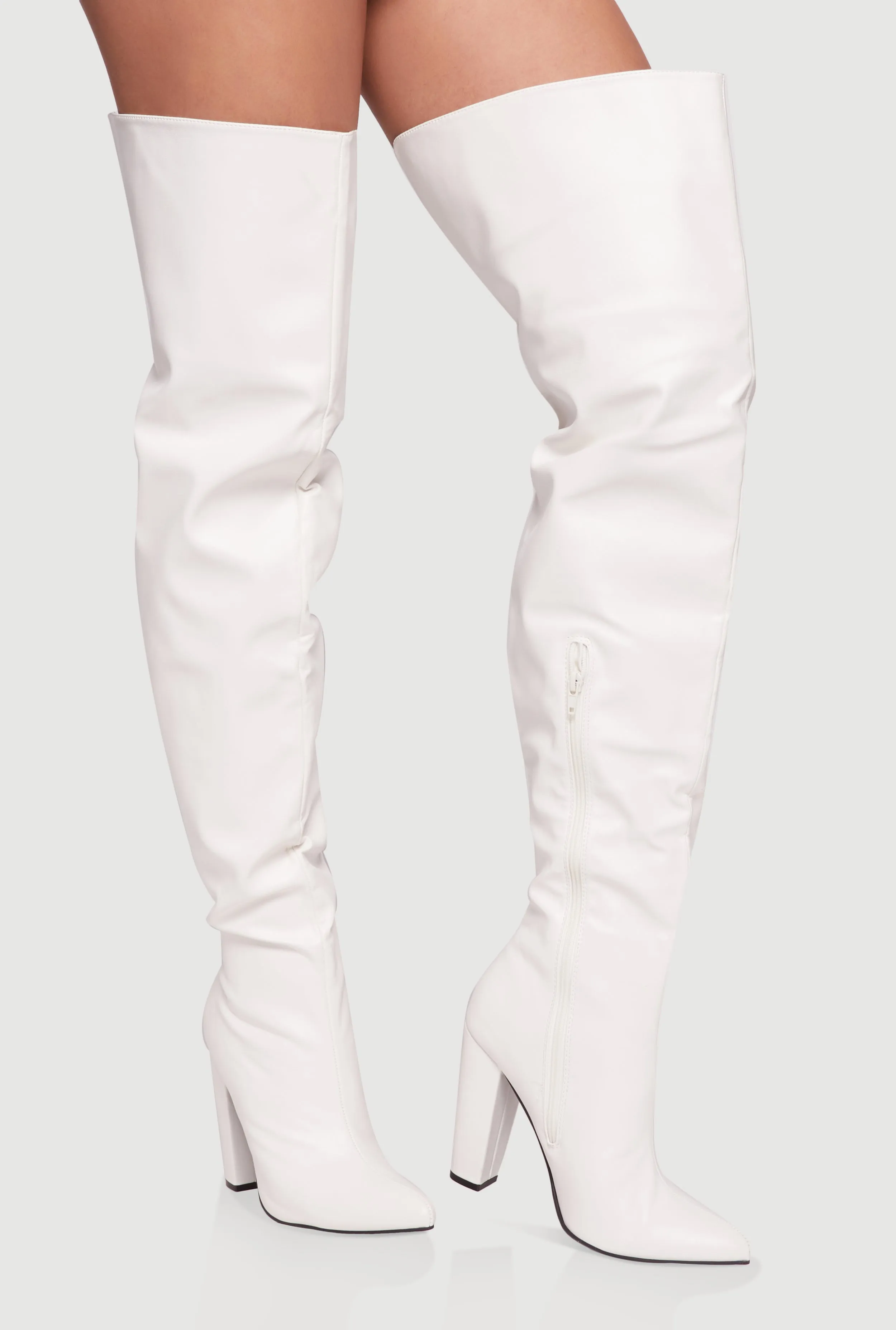 Thigh High Pointed Toe Block Heel Boots sold by Rainbow product image thumbnail 2