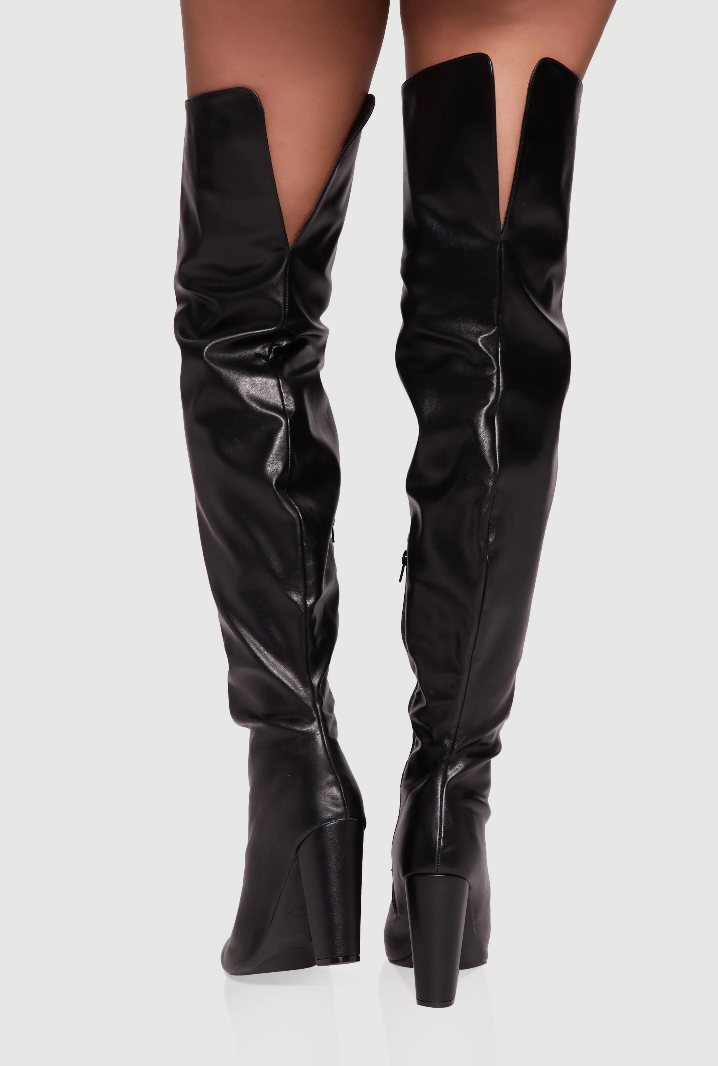Thigh High Pointed Toe Block Heel Boots sold by Rainbow product image thumbnail 3