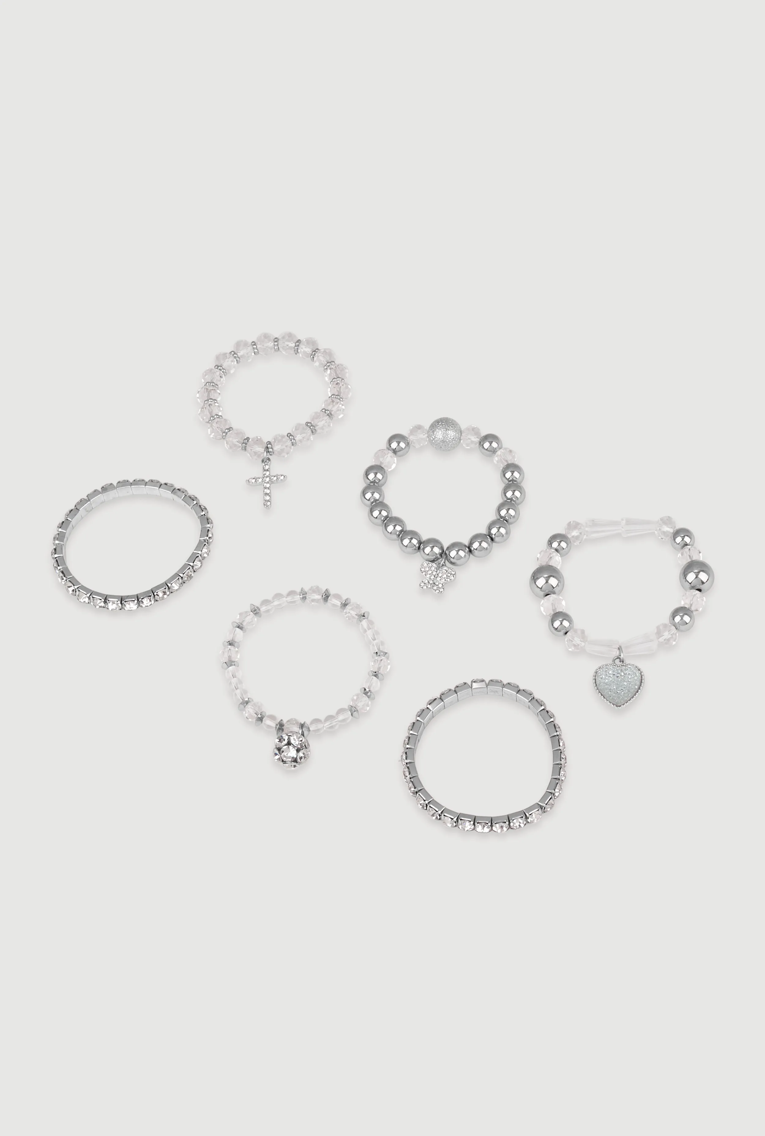 Heart Charm Beaded Stretch Bracelets Set of 6 sold by Rainbow product image thumbnail 3