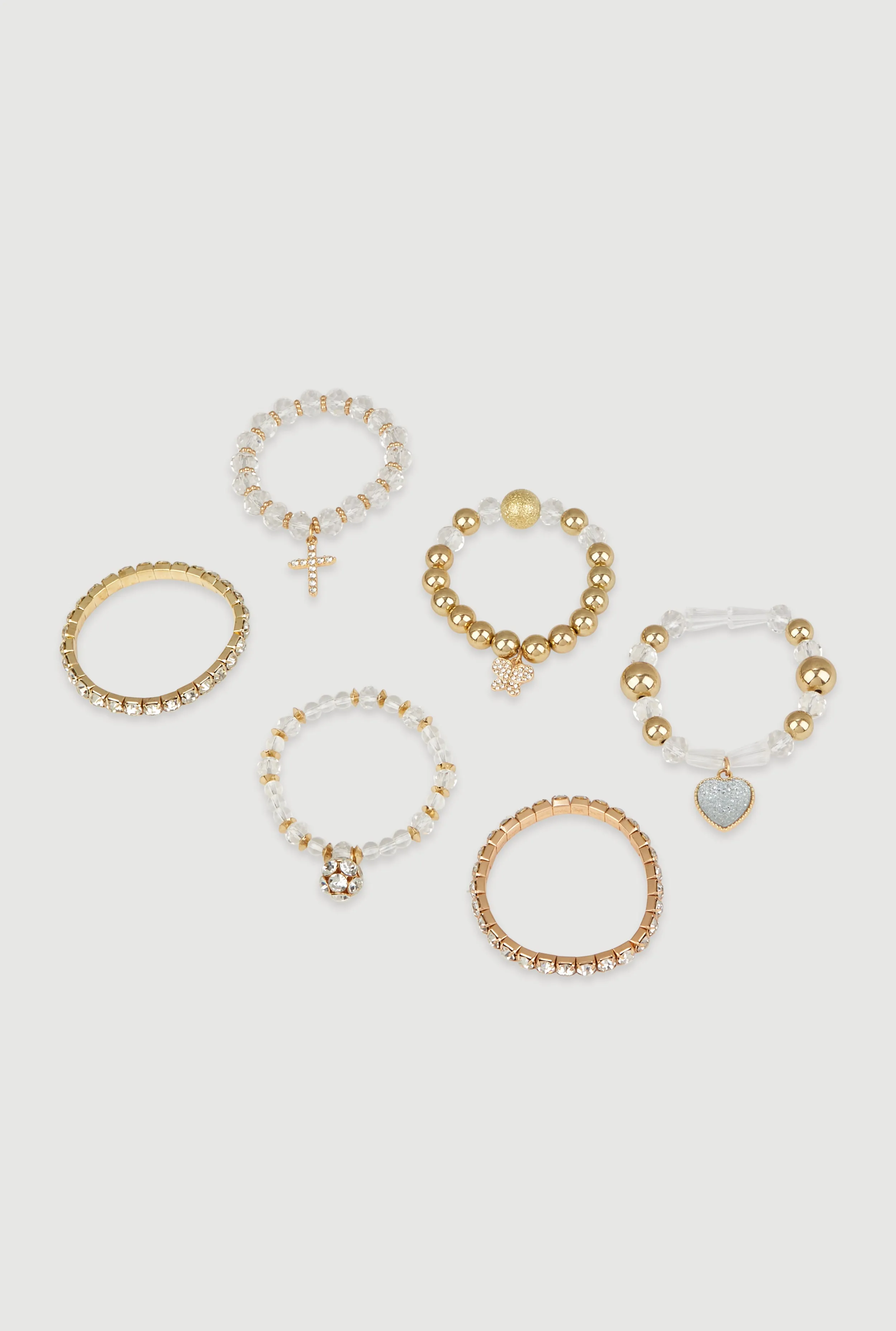 Heart Charm Beaded Stretch Bracelets Set of 6 sold by Rainbow product image thumbnail 3