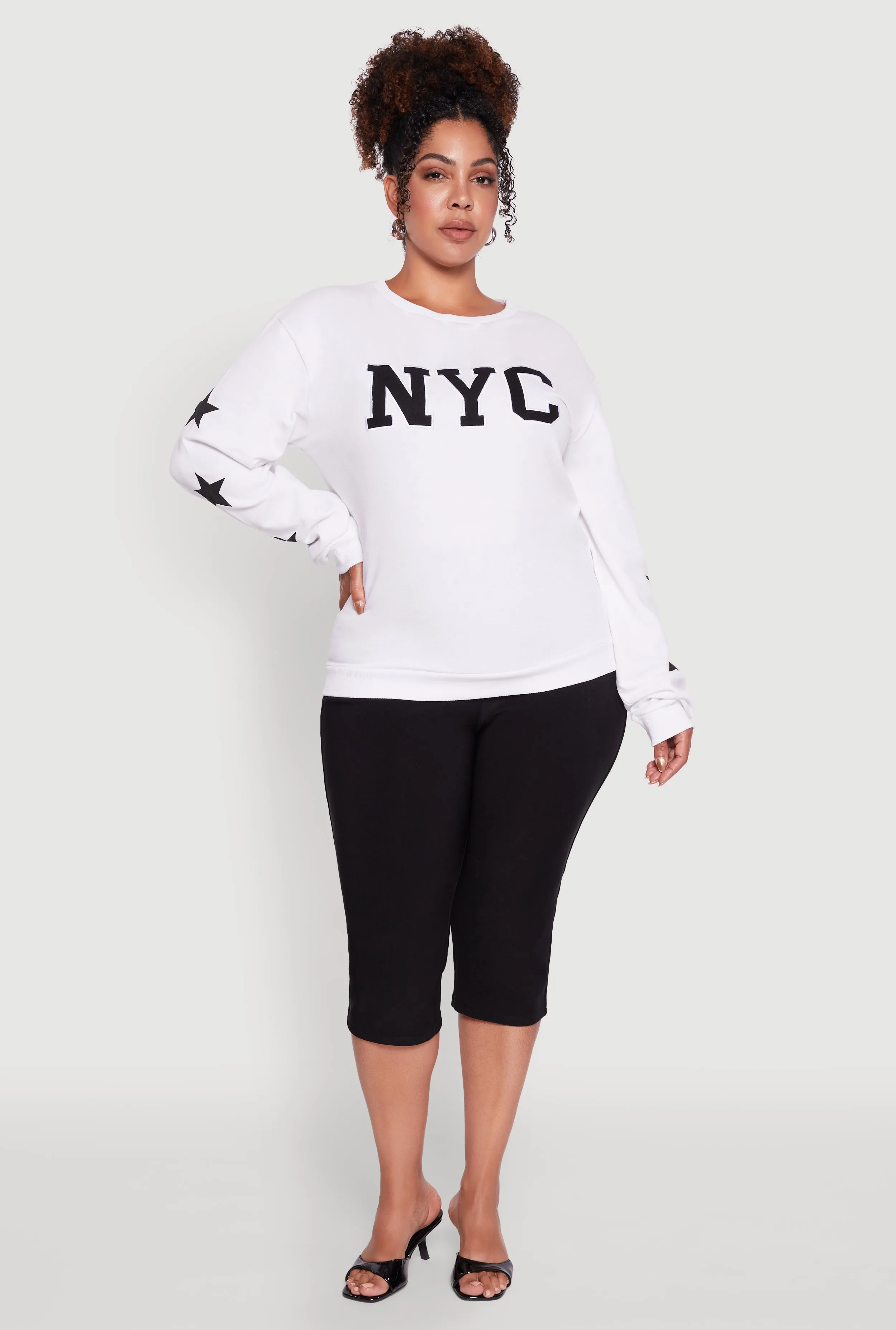 Plus Size NYC Embroidered Pullover Sweatshirt sold by Rainbow