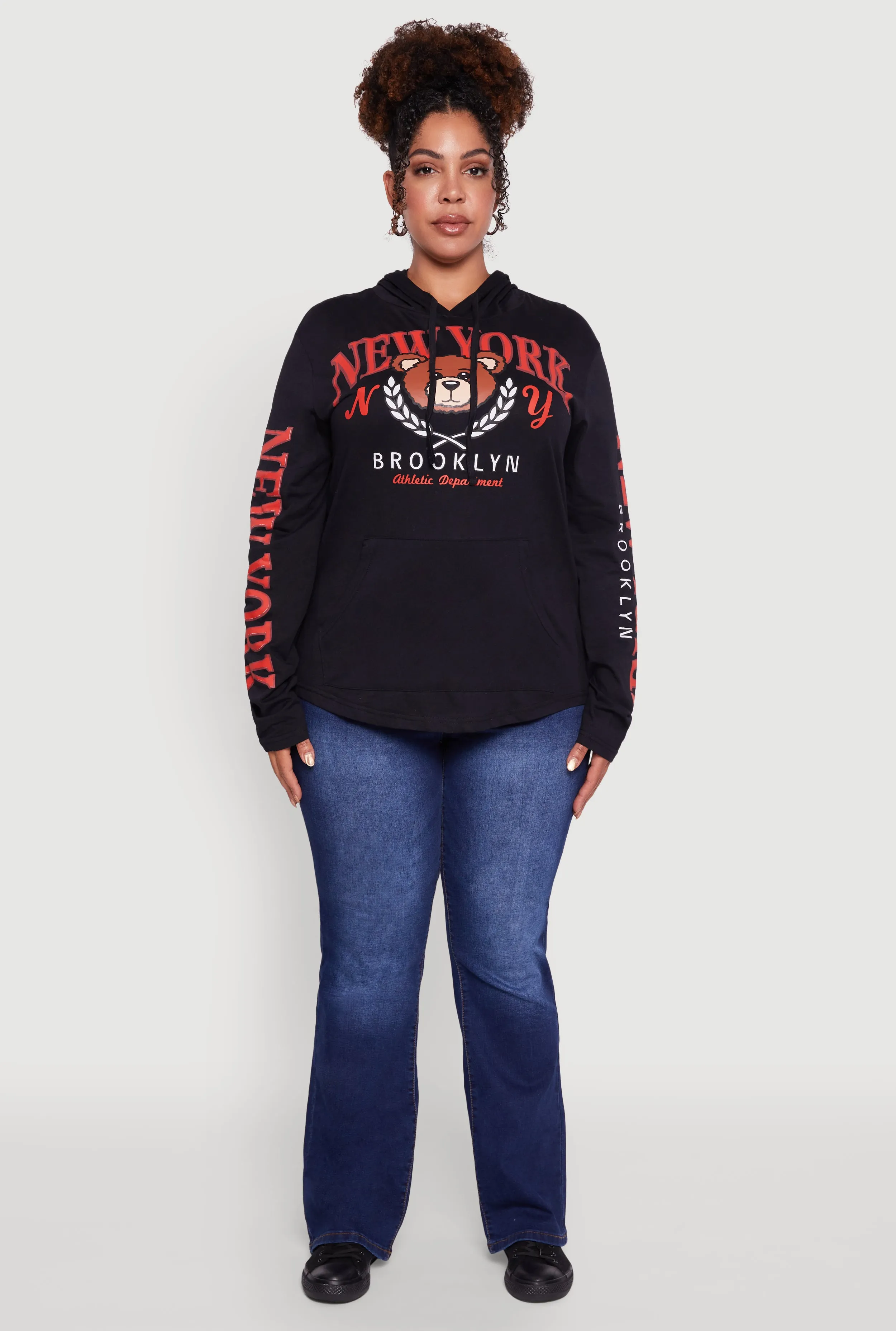 Plus Size New York Teddy Graphic Pullover Hoodie sold by Rainbow product image thumbnail 3
