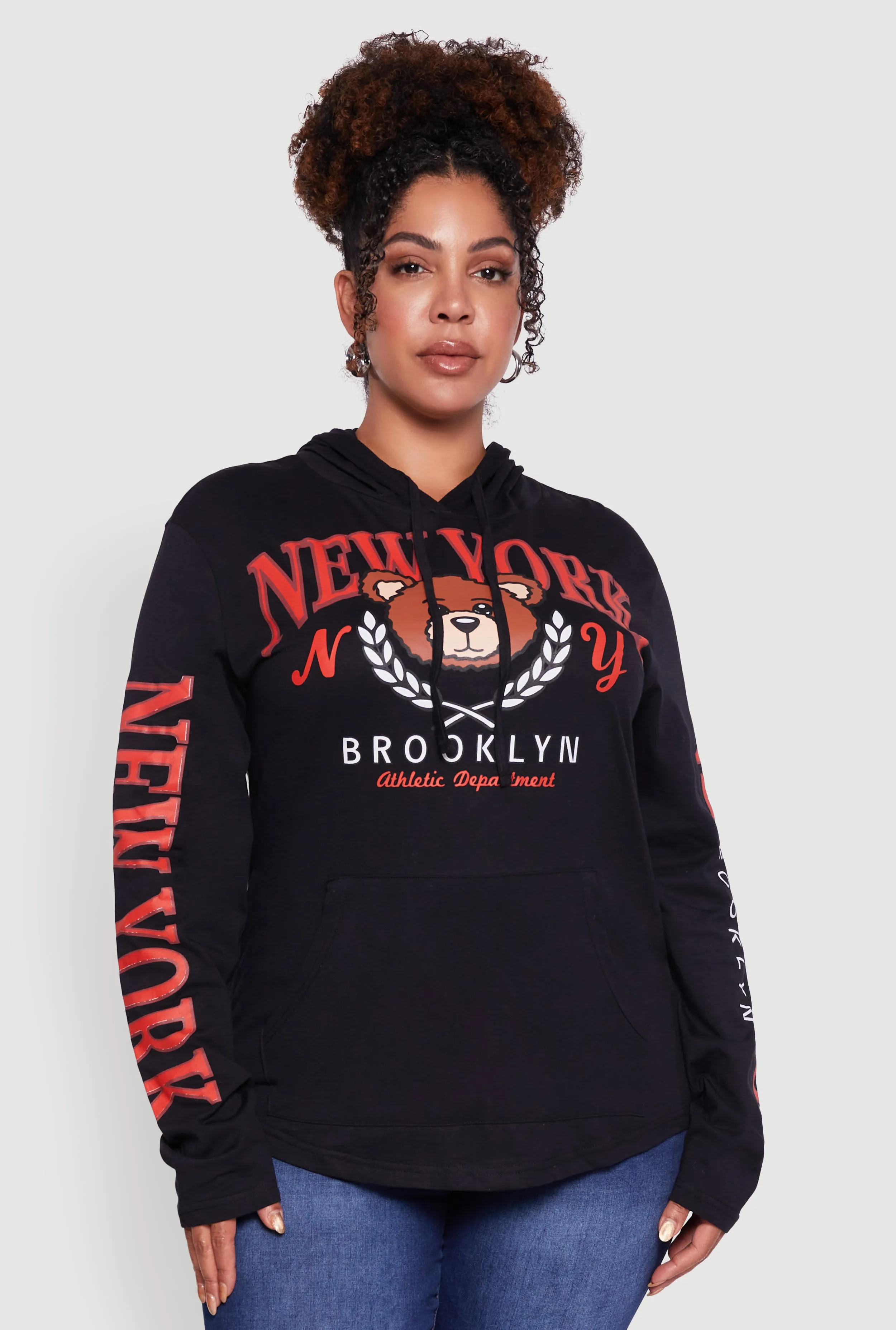 Plus Size New York Teddy Graphic Pullover Hoodie sold by Rainbow product image thumbnail 2