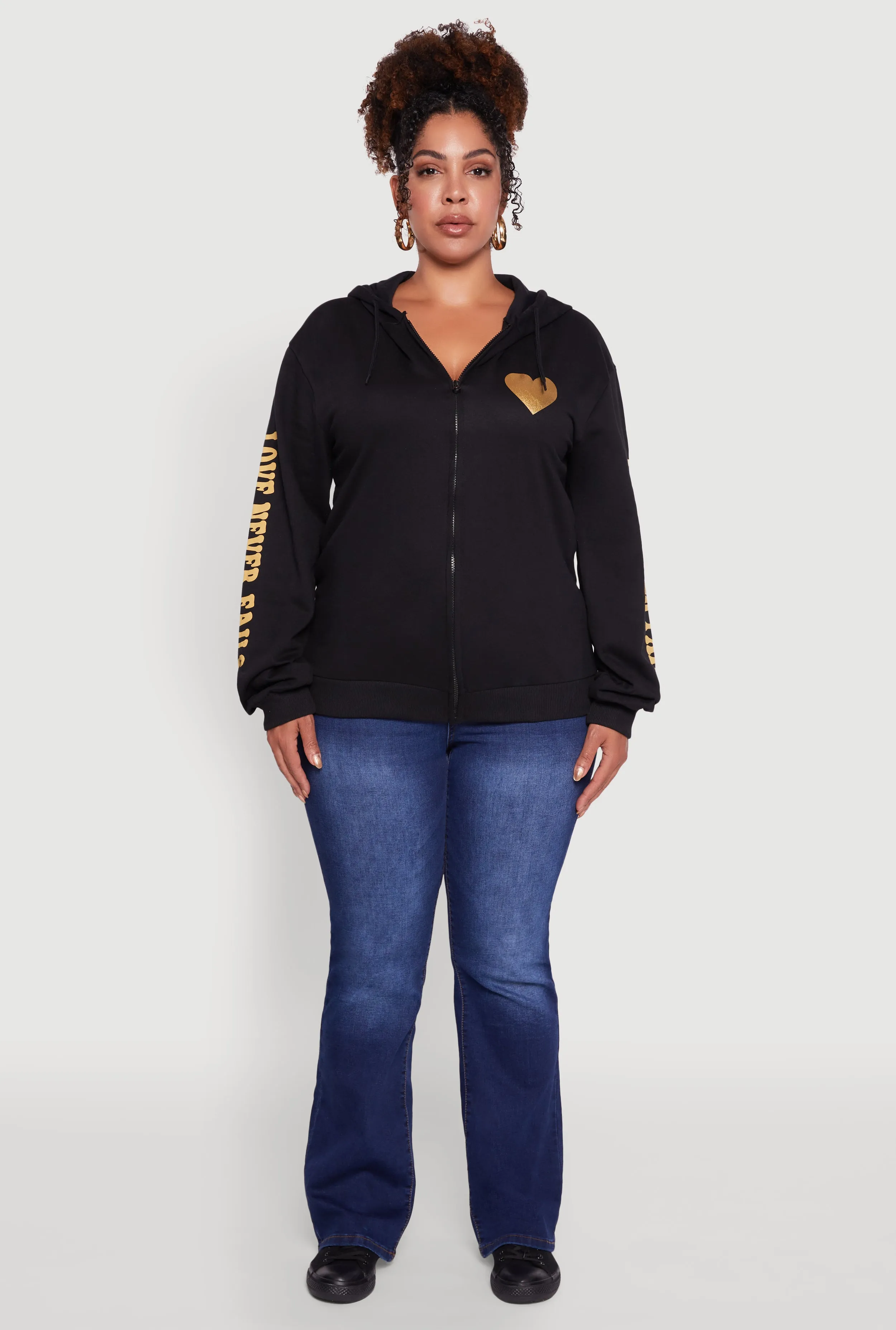 Plus Size Love Never Fails Back Graphic Hoodie sold by Rainbow product image thumbnail 5