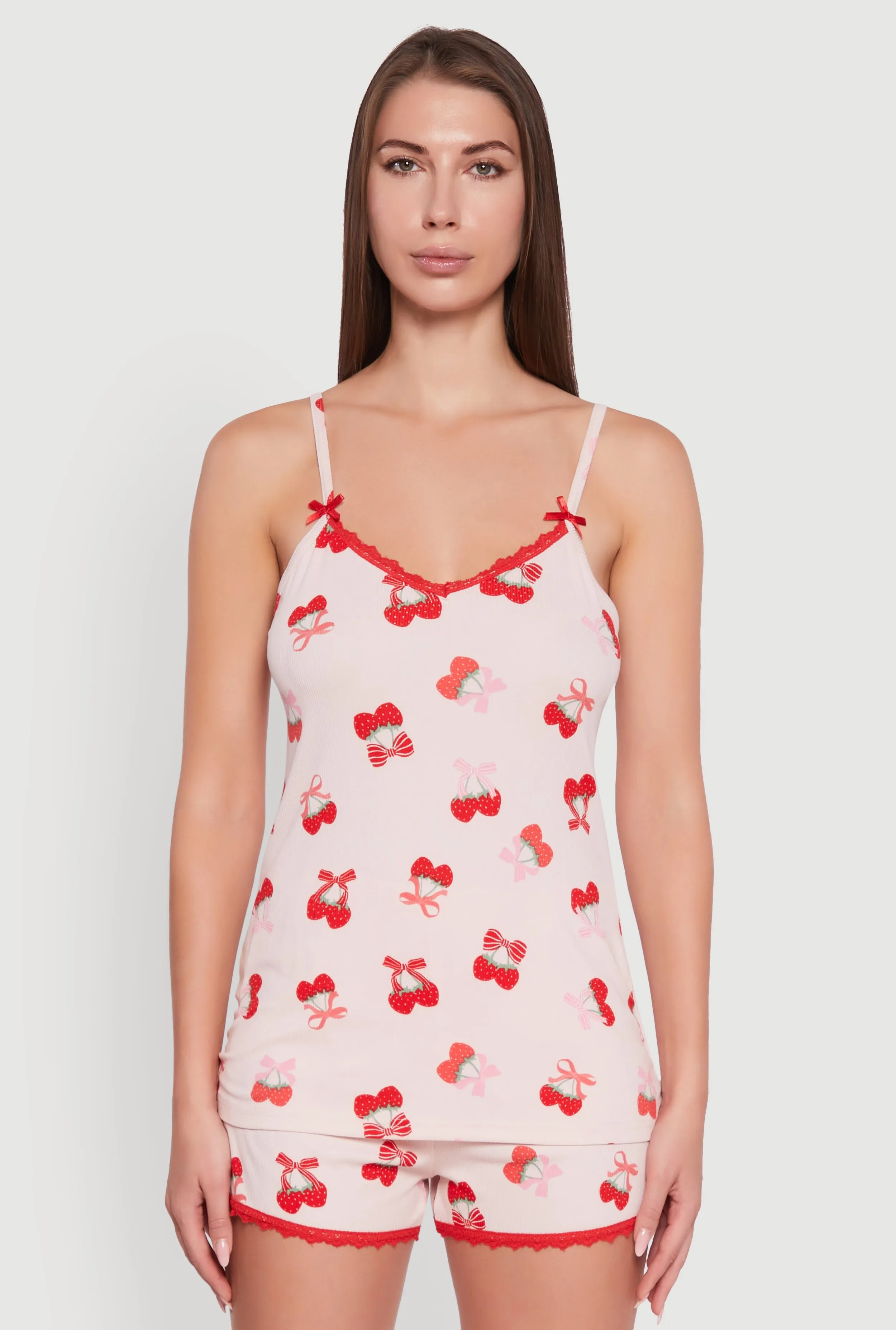 Heart Cherry Print Pajama Cami and Shorts Set sold by Rainbow product image thumbnail 2