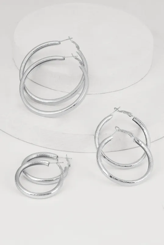 Metallic Hoop Earring Trio sold by Rainbow