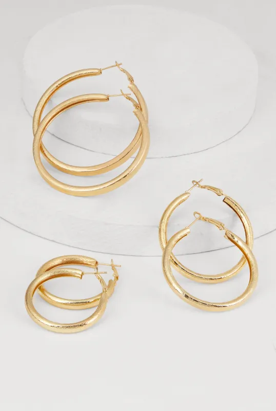 Metallic Hoop Earring Trio sold by Rainbow