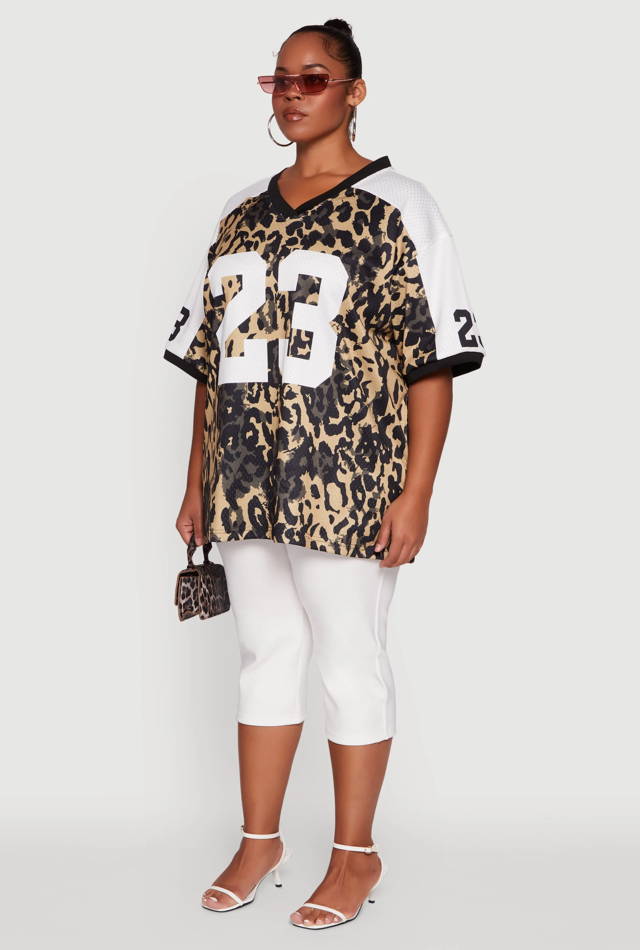 Plus Size Leopard Print Graphic Football Jersey sold by Rainbow product image thumbnail 5