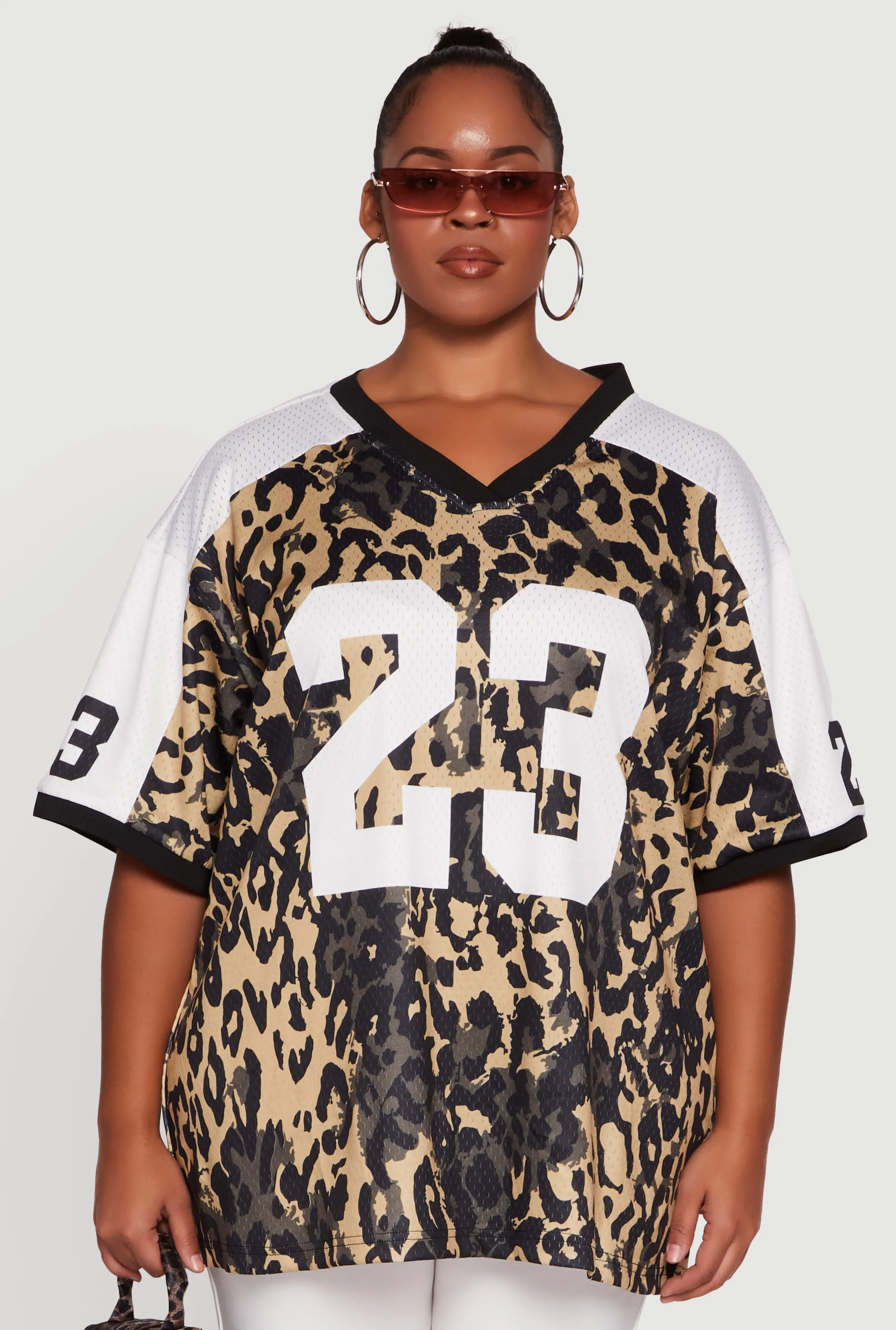 Plus Size Leopard Print Graphic Football Jersey sold by Rainbow product image thumbnail 2