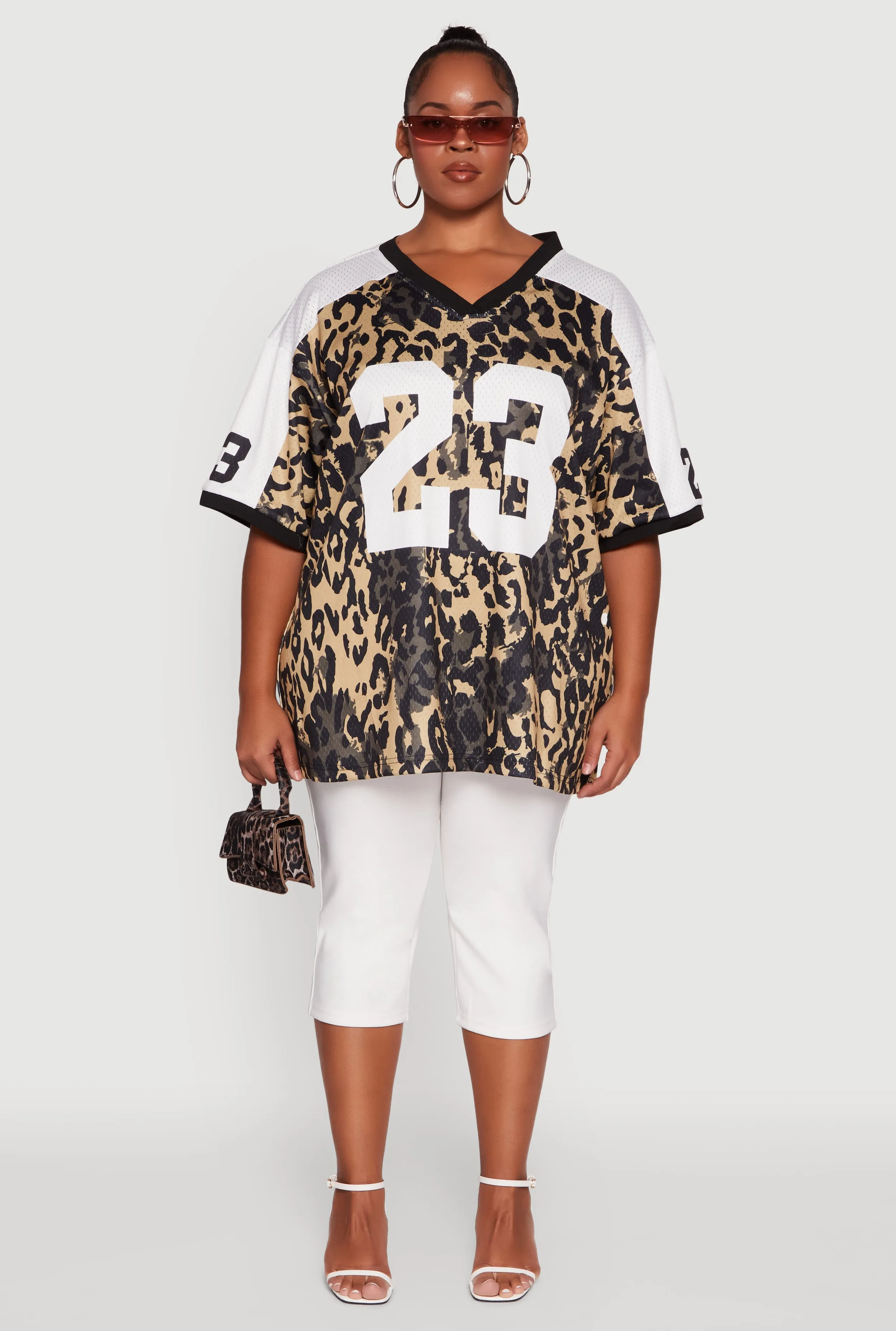 Plus Size Leopard Print Graphic Football Jersey sold by Rainbow product image thumbnail 3