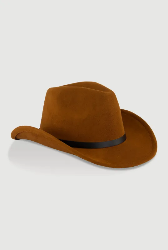 Metallic Detail Hatband Faux Suede Cowboy Hat sold by Rainbow