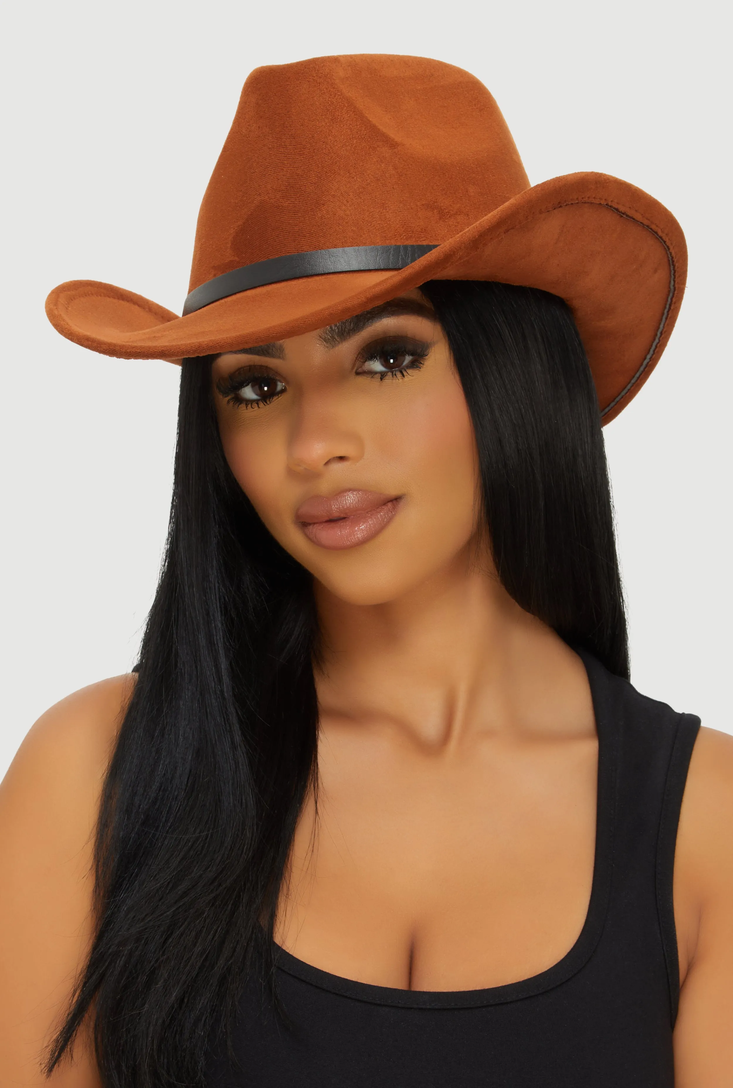 Metallic Detail Hatband Faux Suede Cowboy Hat sold by Rainbow product image thumbnail 2