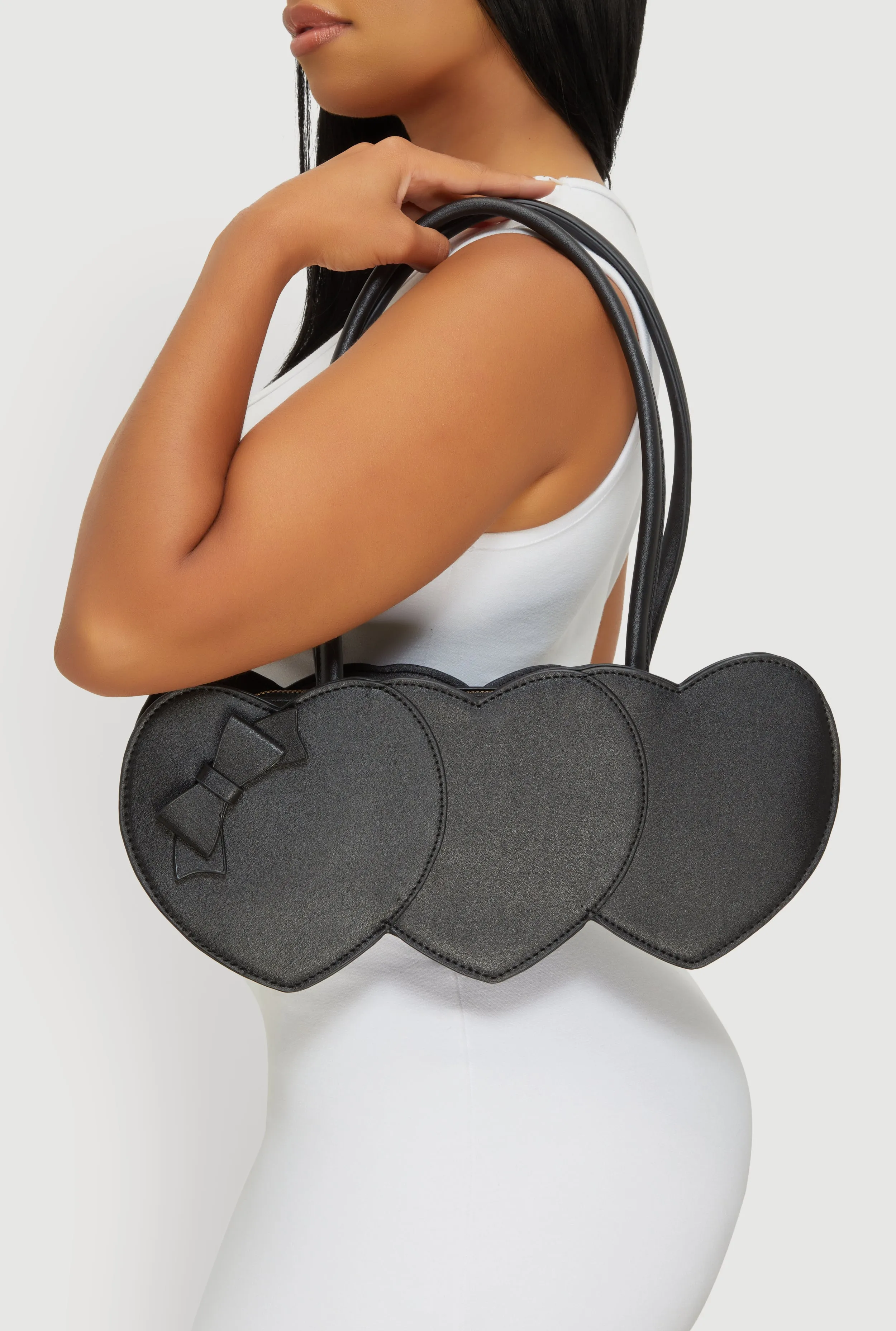 Triple Hearts Faux Leather Shoulder Bag sold by Rainbow product image thumbnail 2