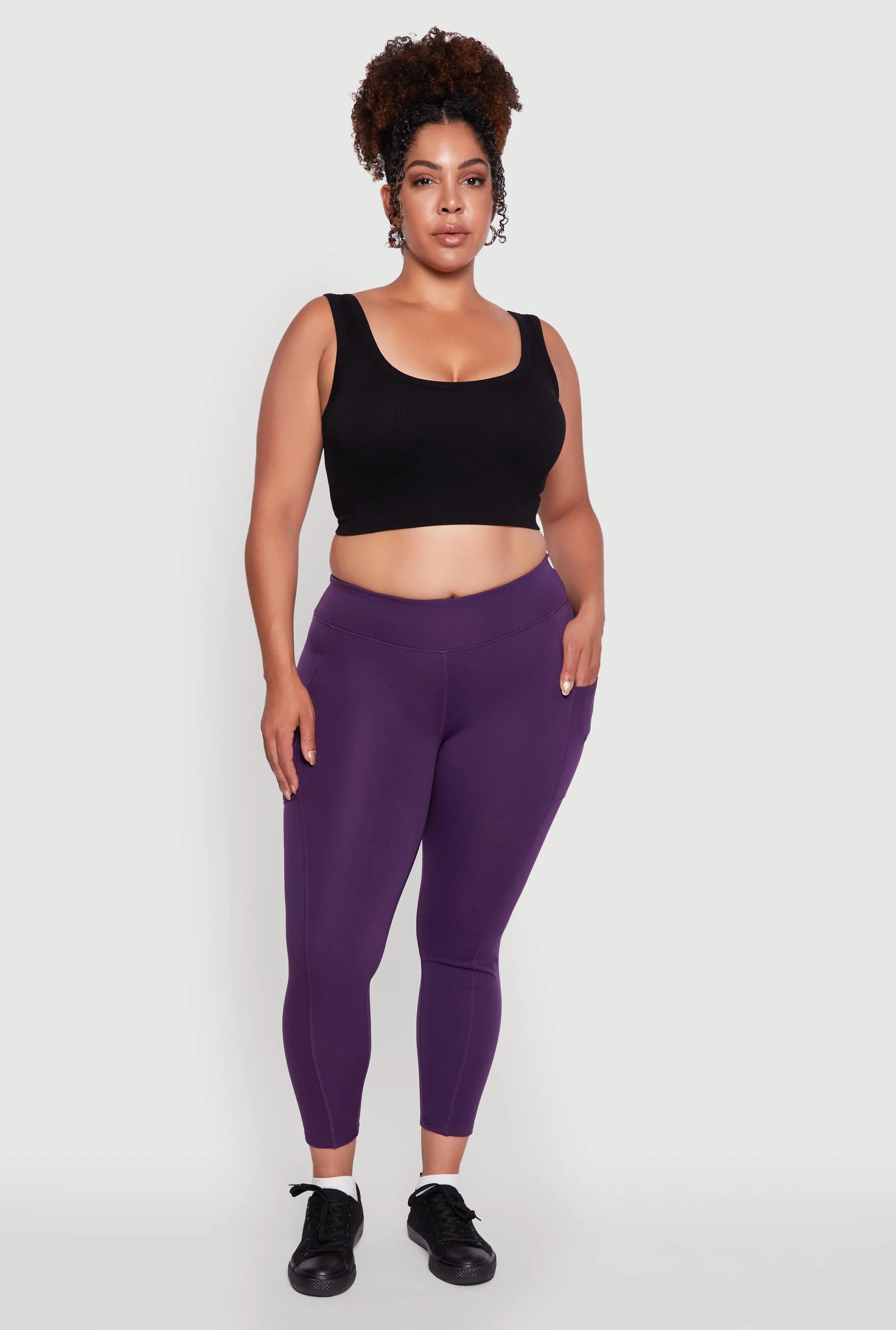 Plus Size Fleece Lined Cropped Leggings with Pockets sold by Rainbow