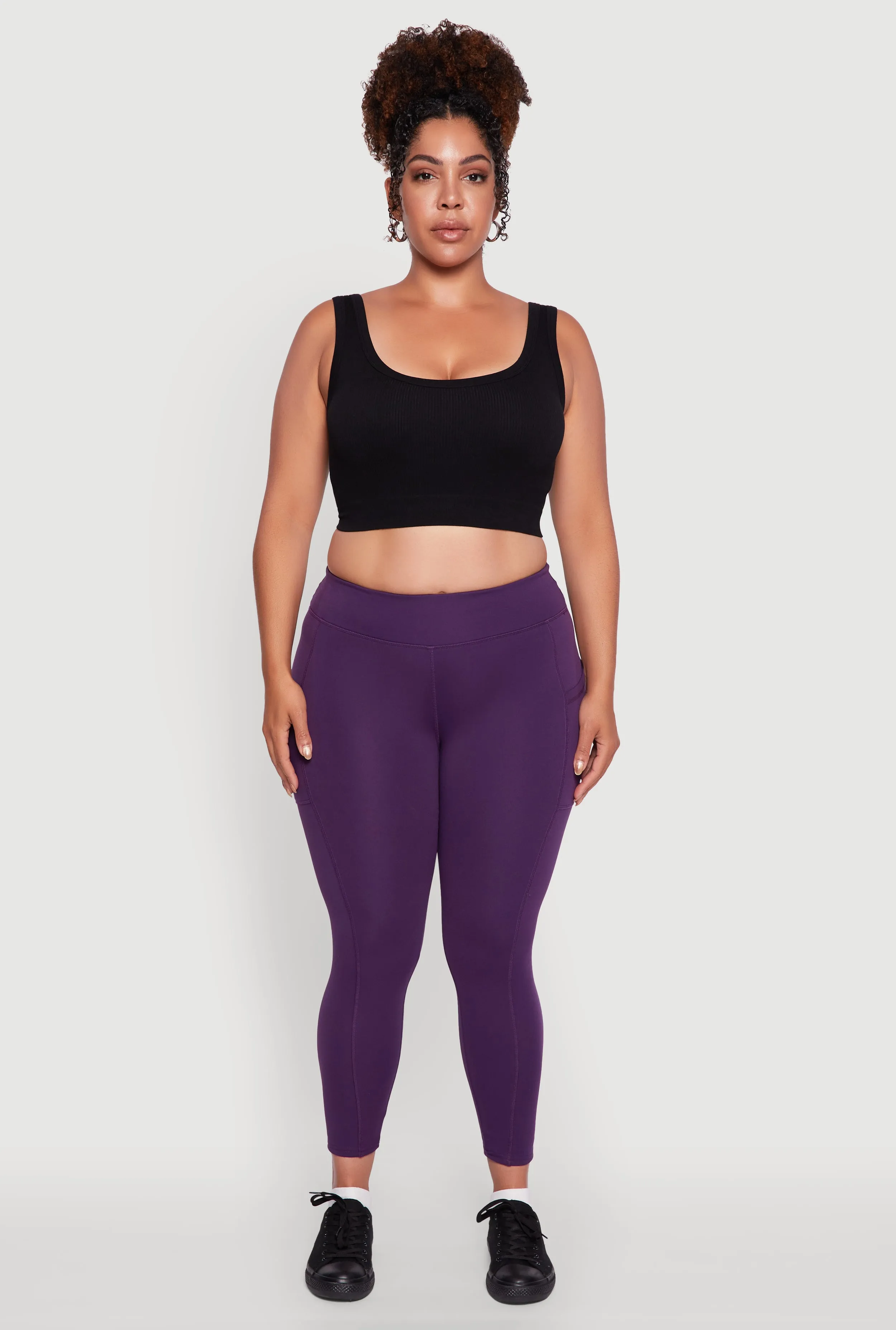 Plus Size Fleece Lined Cropped Leggings with Pockets sold by Rainbow product image thumbnail 2