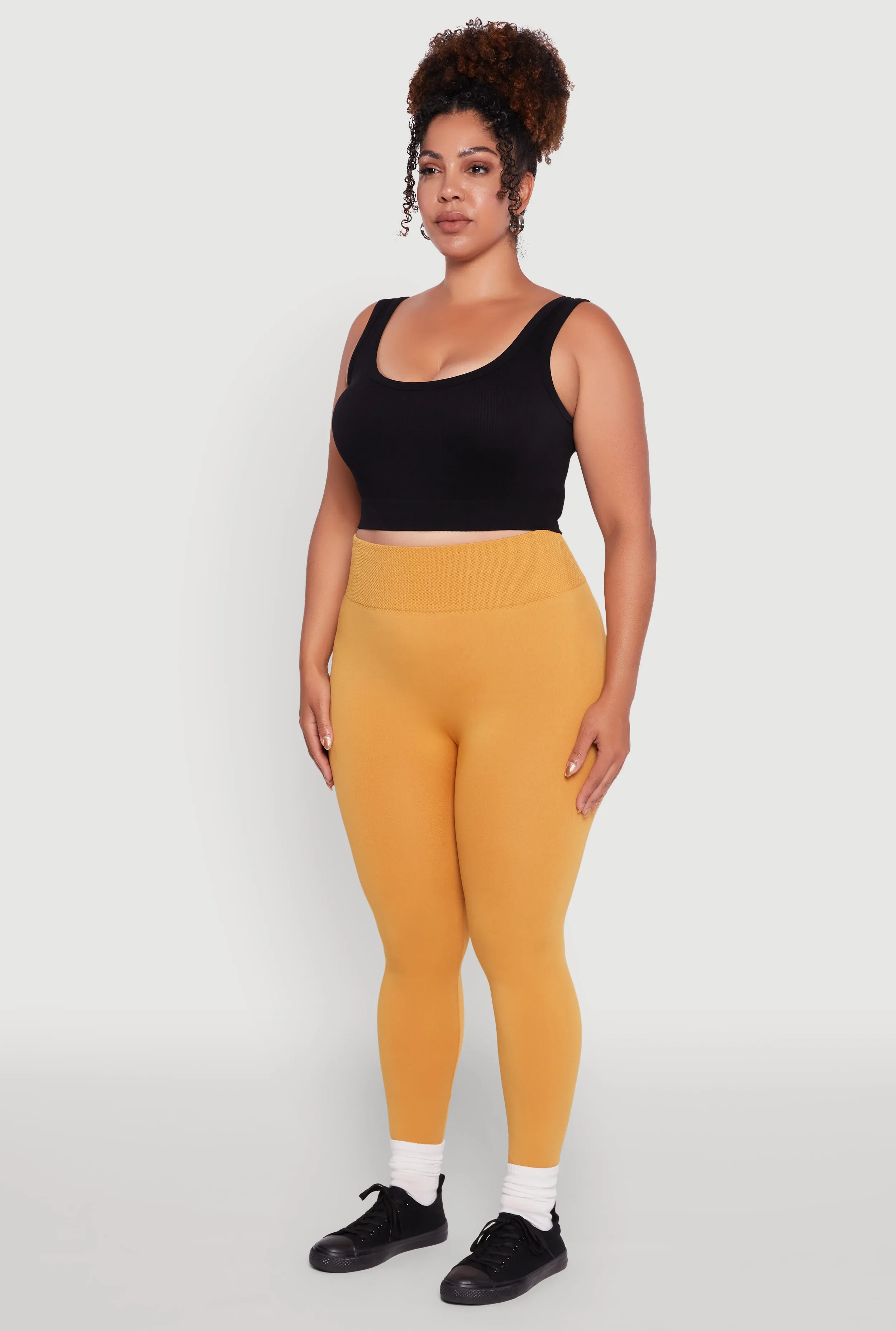 Plus Size Fleece Lined Leggings with Textured Waistband sold by Rainbow product image thumbnail 3