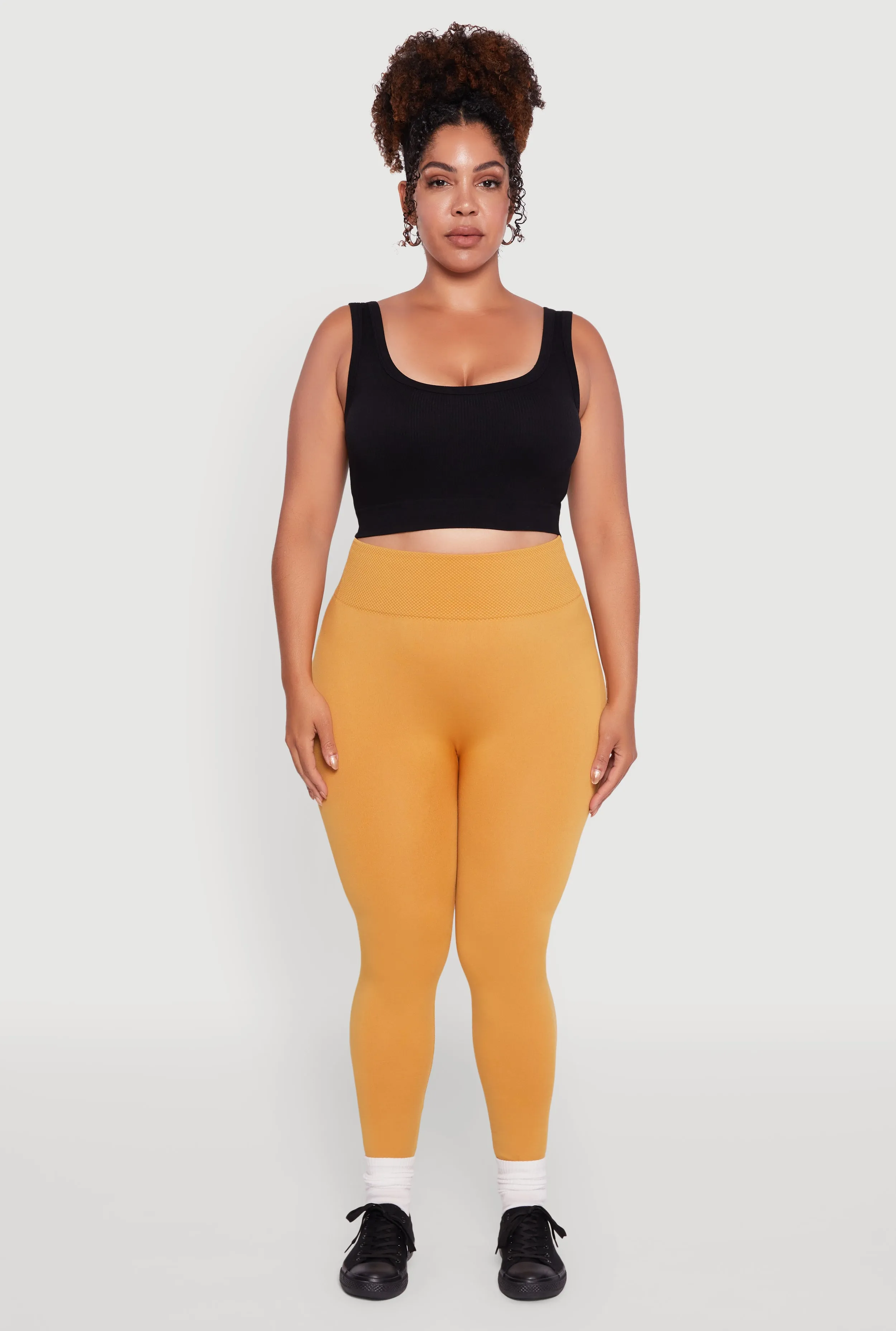 Plus Size Fleece Lined Leggings with Textured Waistband sold by Rainbow product image thumbnail 2