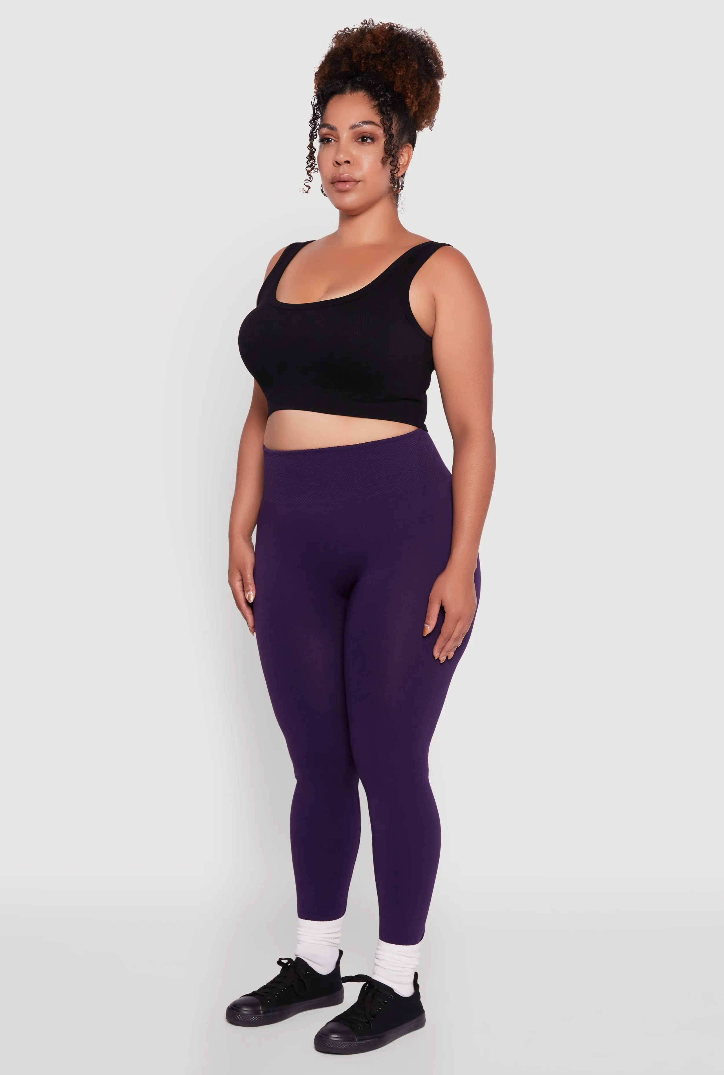 Plus Size Fleece Lined Leggings with Textured Waistband sold by Rainbow product image thumbnail 3