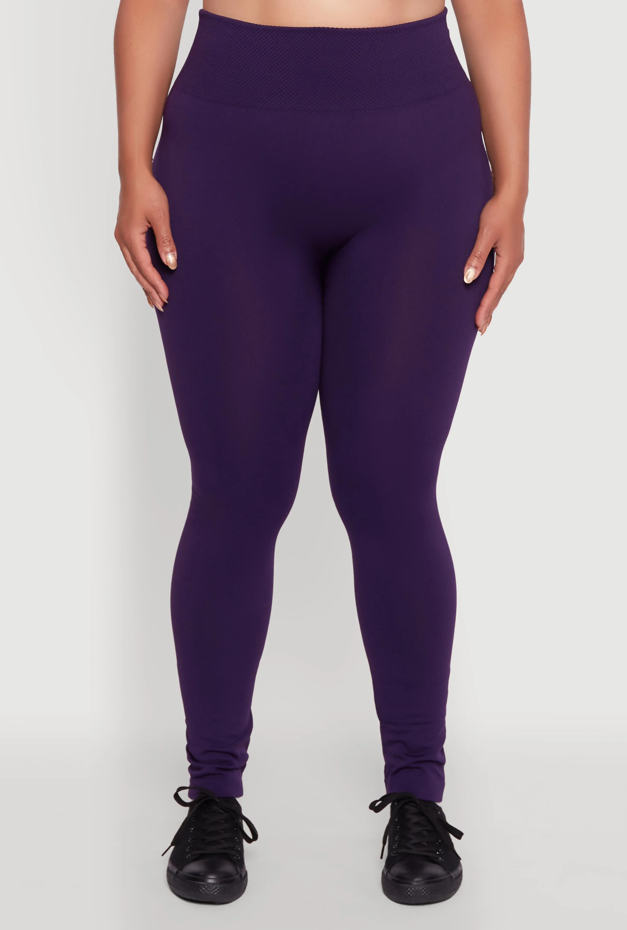 Plus Size Fleece Lined Leggings with Textured Waistband sold by Rainbow product image thumbnail 5