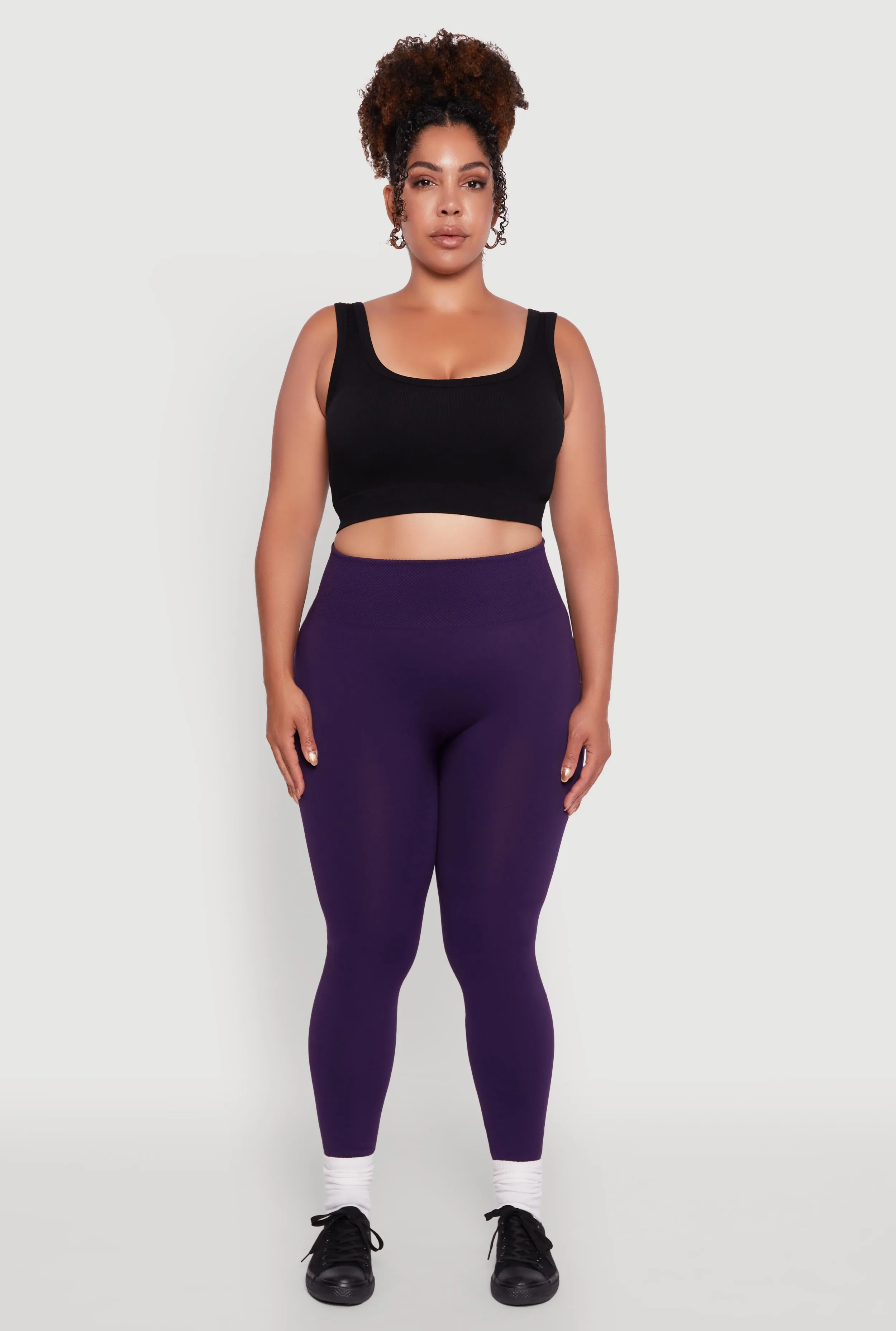 Plus Size Fleece Lined Leggings with Textured Waistband sold by Rainbow product image thumbnail 2