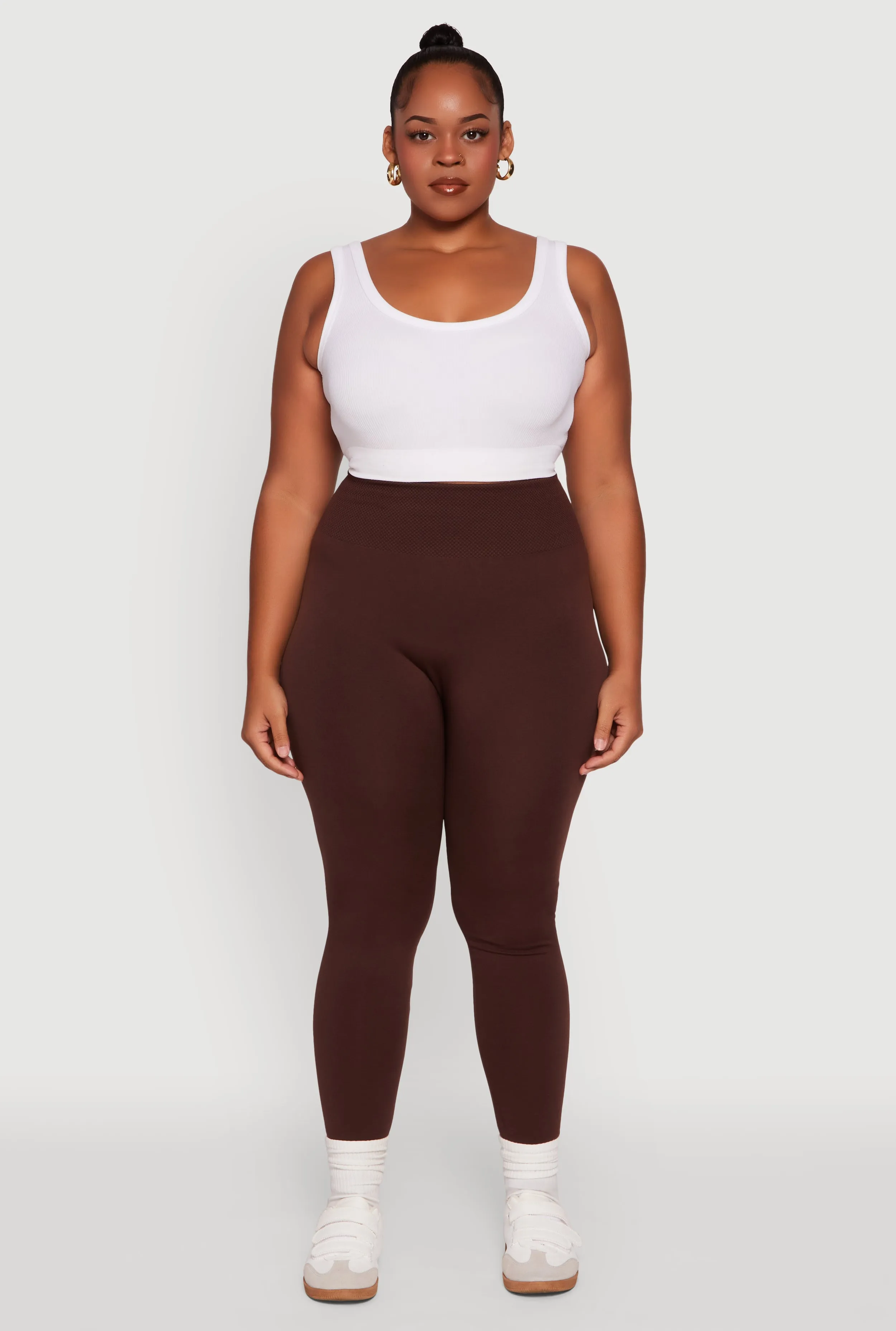 Plus Size Fleece Lined Leggings with Textured Waistband sold by Rainbow product image thumbnail 2