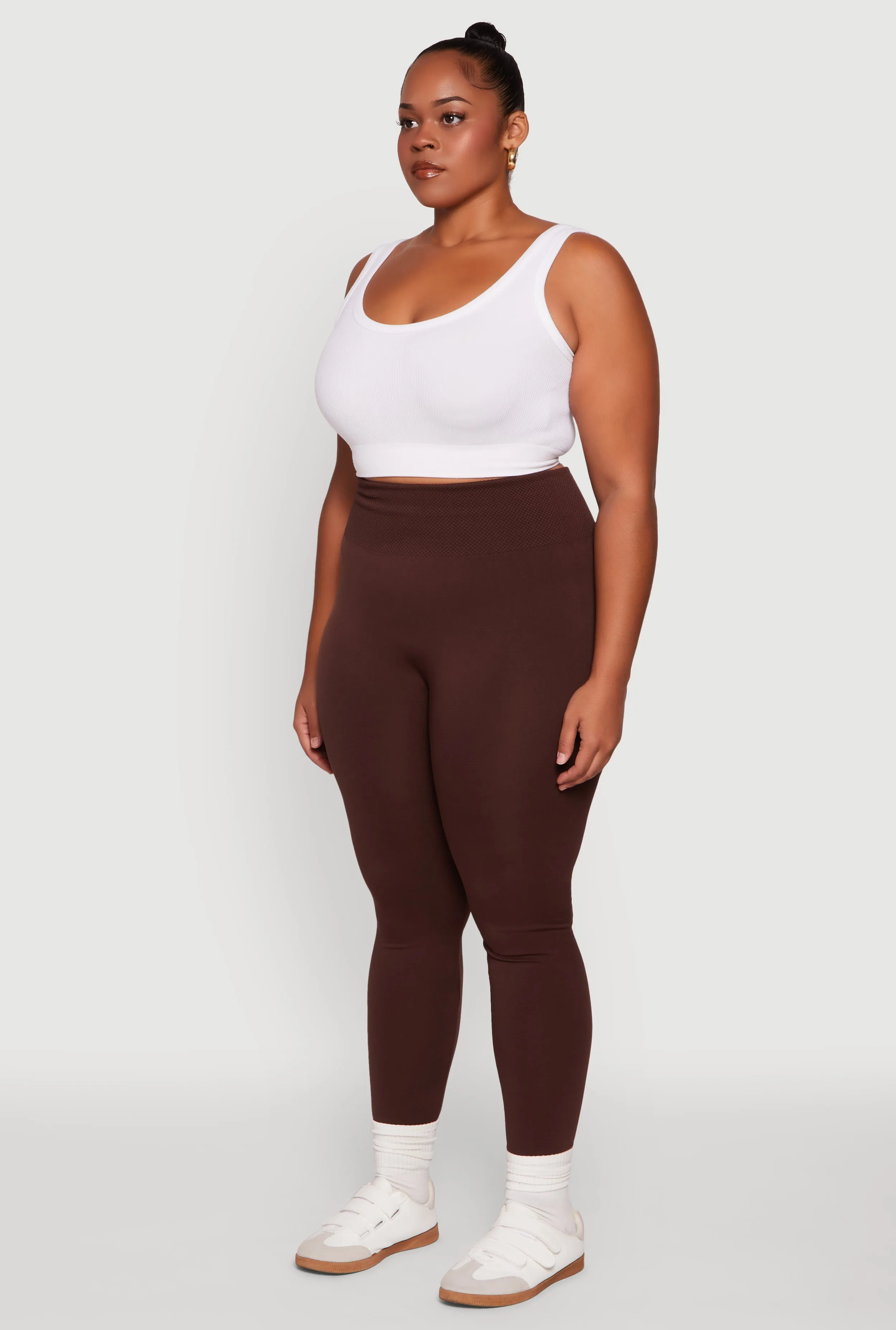 Plus Size Fleece Lined Leggings with Textured Waistband sold by Rainbow product image thumbnail 3