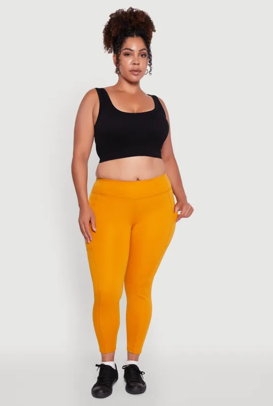 Plus Size Fleece Lined Cropped Leggings with Pockets sold by Rainbow