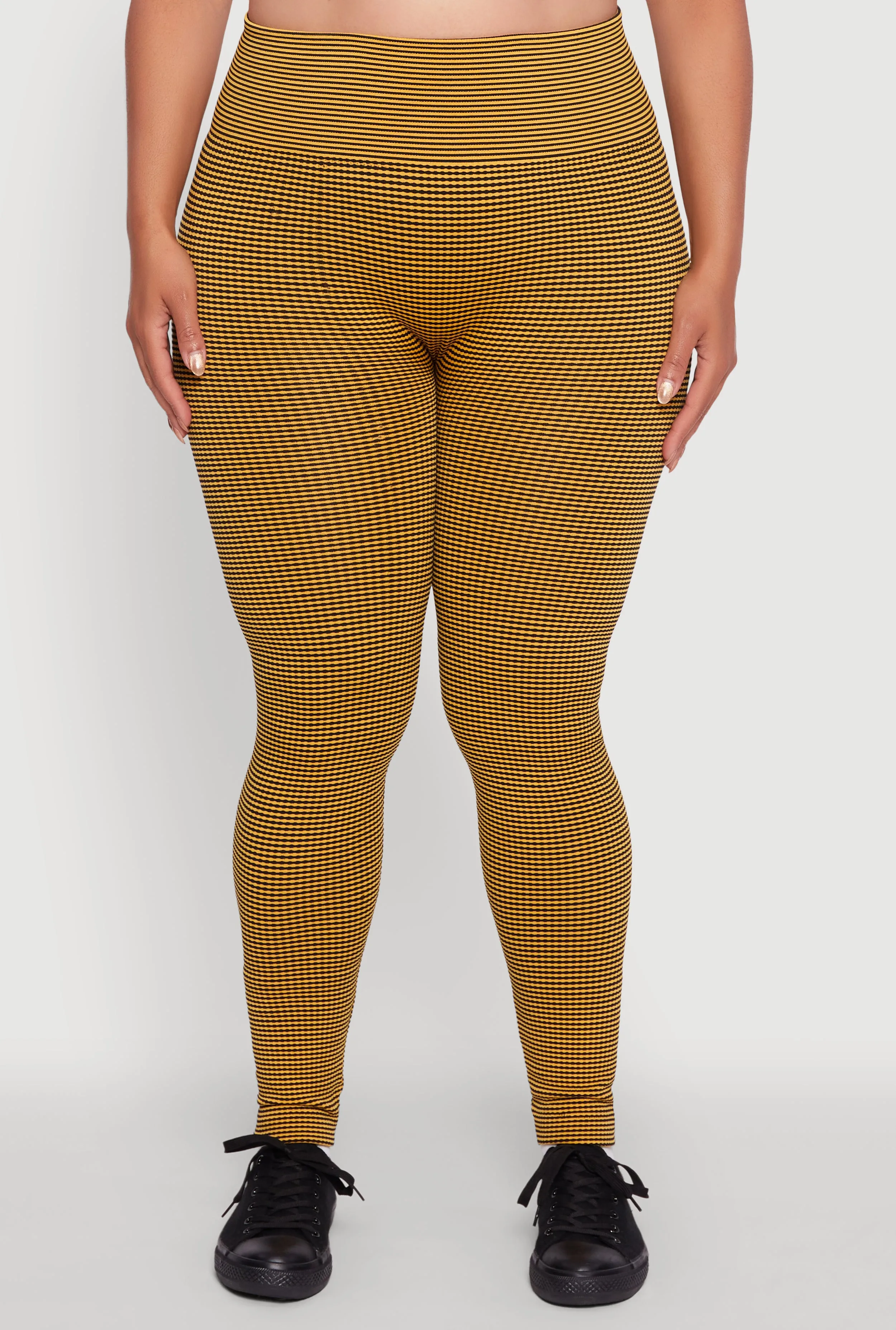 Plus Size Shadow Striped Seamless Fleece Lined Leggings sold by Rainbow product image thumbnail 5