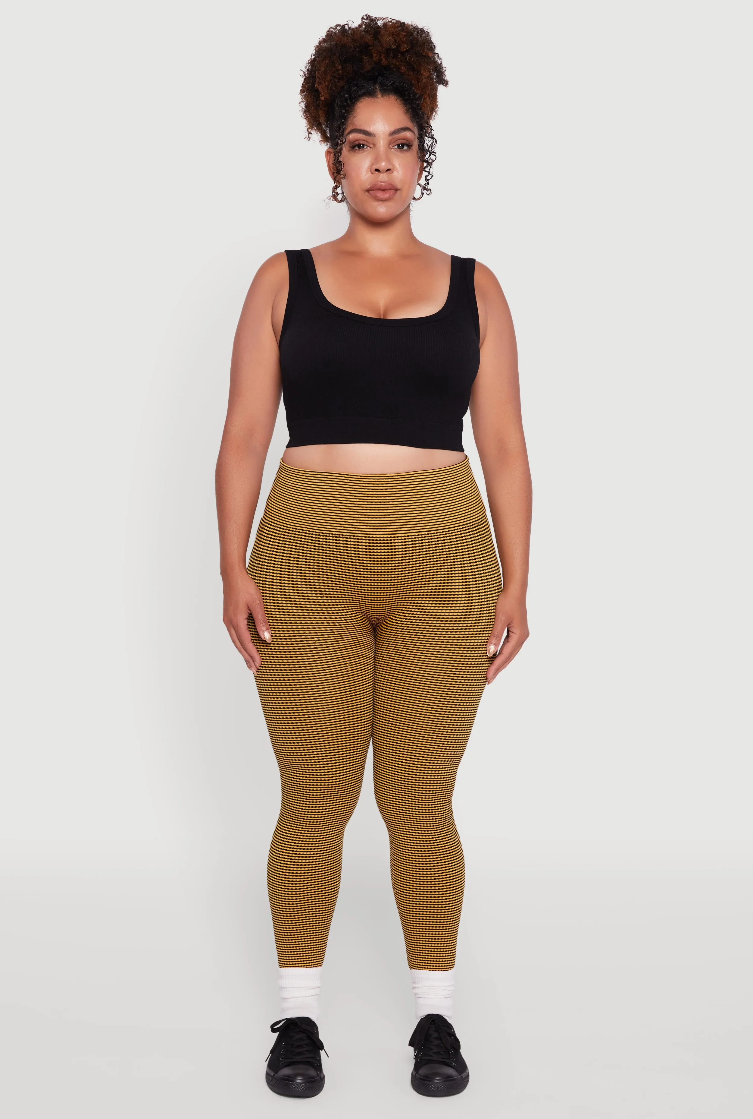 Plus Size Shadow Striped Seamless Fleece Lined Leggings sold by Rainbow product image thumbnail 2