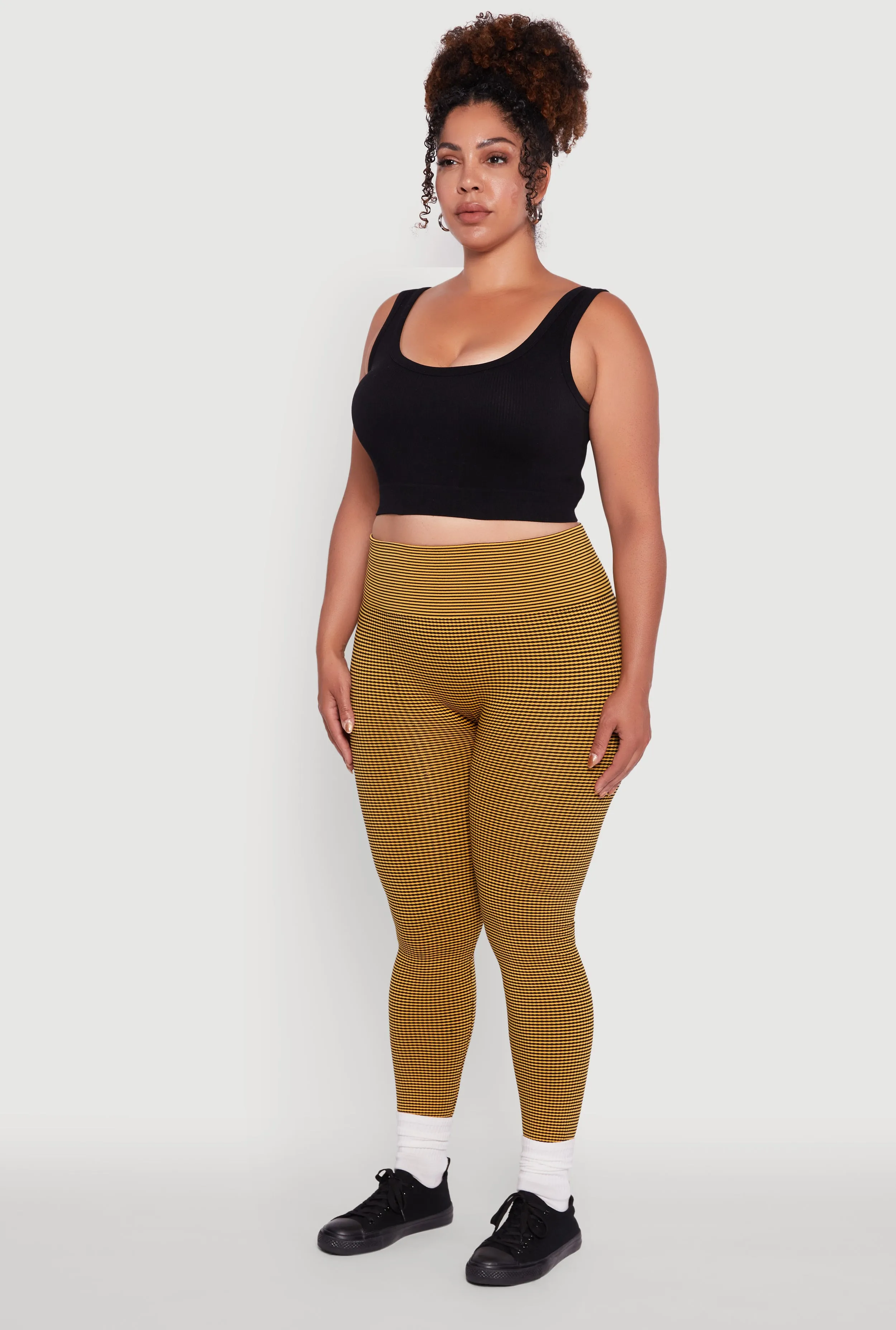 Plus Size Shadow Striped Seamless Fleece Lined Leggings sold by Rainbow product image thumbnail 3