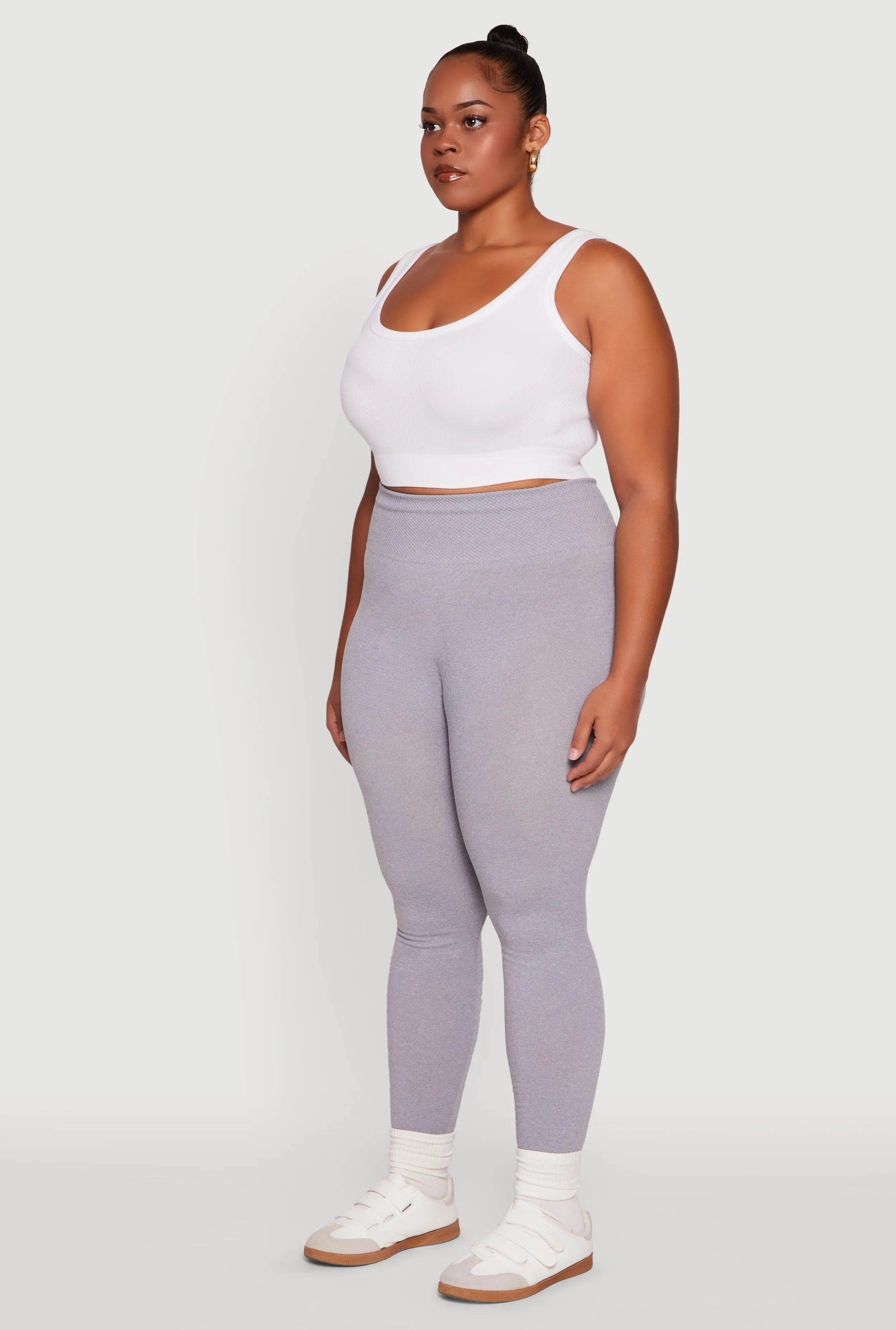 Plus Size Fleece Lined Leggings with Textured Waistband sold by Rainbow product image thumbnail 3