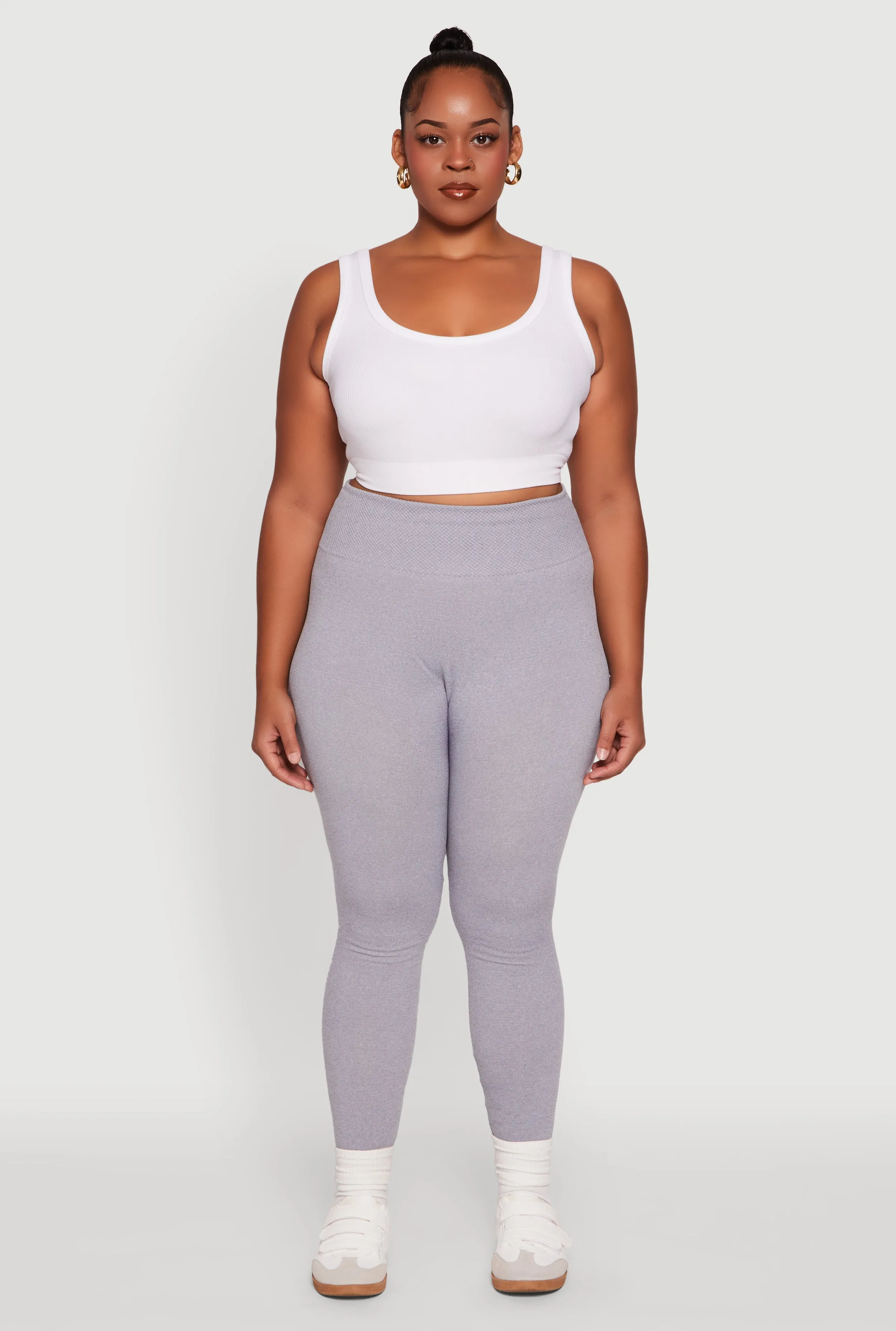 Plus Size Fleece Lined Leggings with Textured Waistband sold by Rainbow product image thumbnail 2